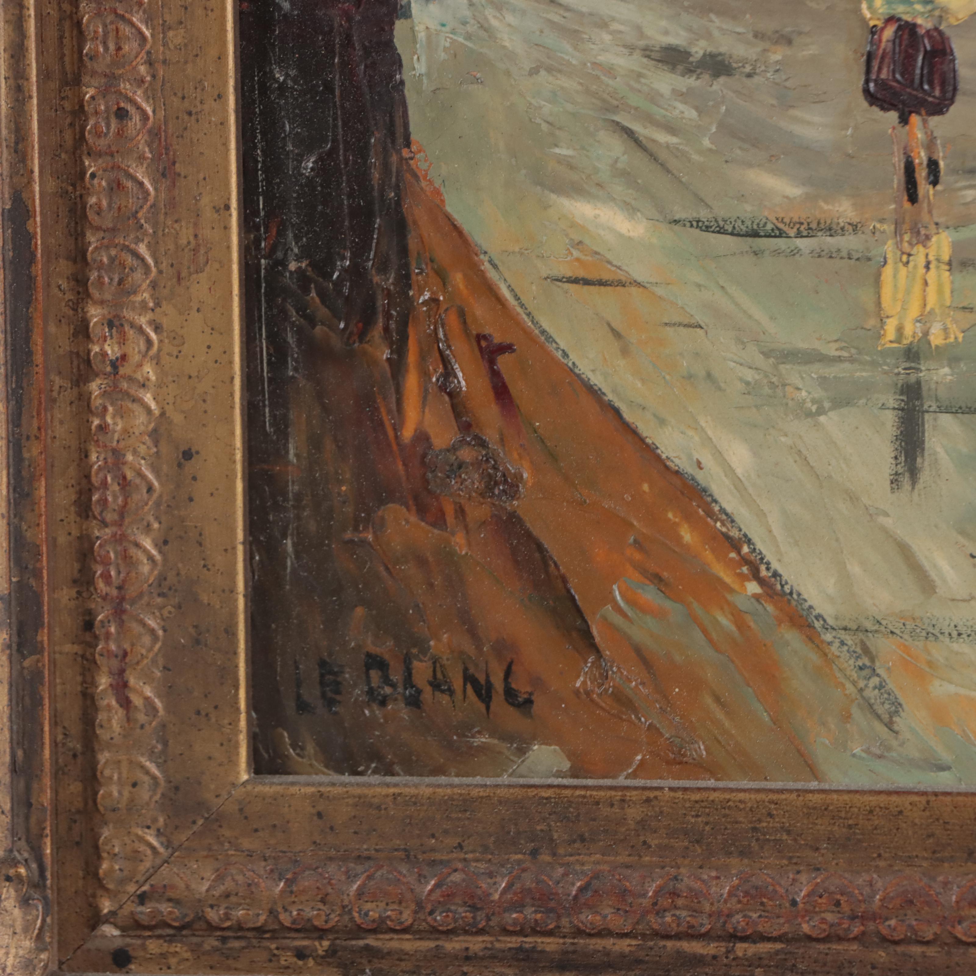 Leblanc Impressionist Style Oil Painting of Street Scene, Mid-20th Century