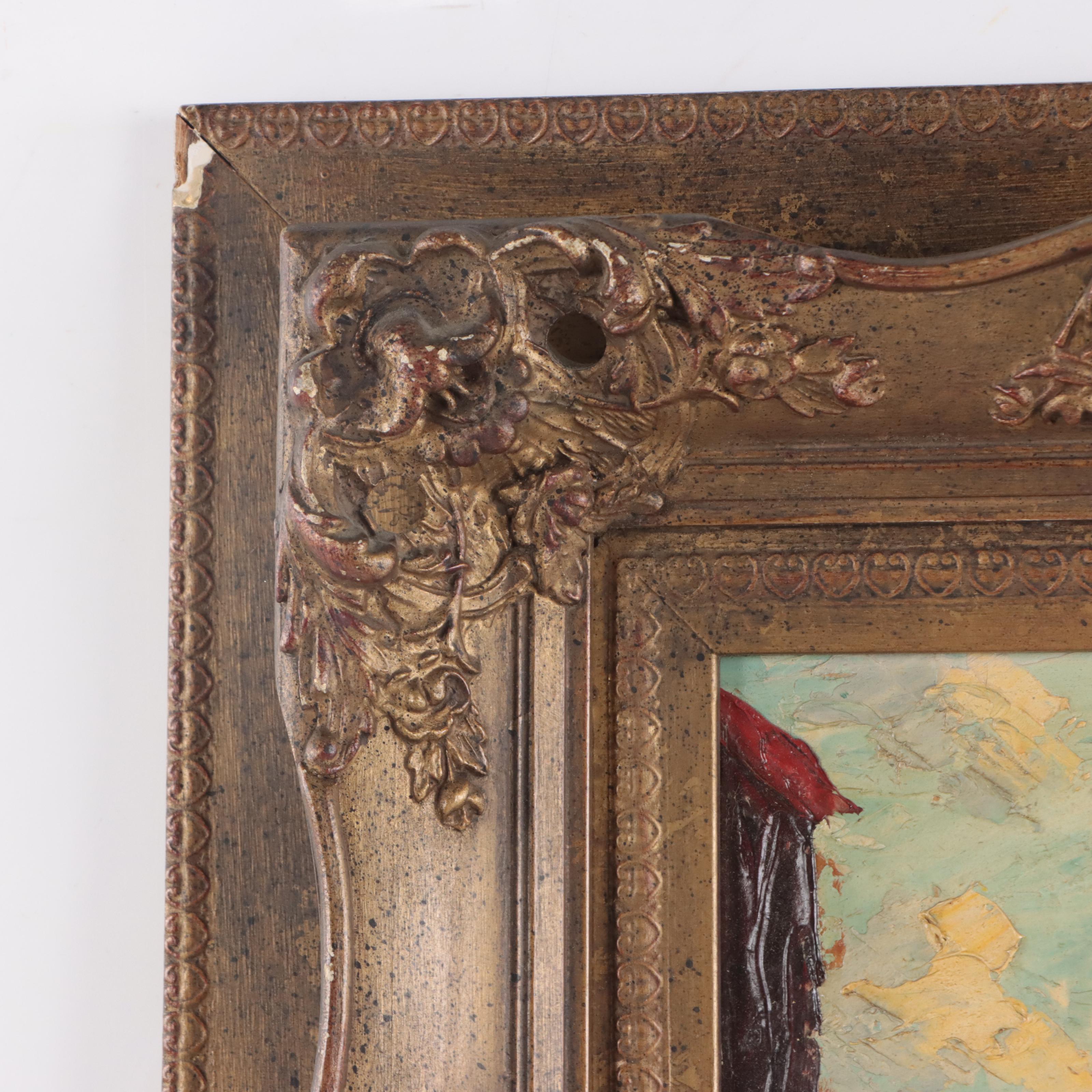 Leblanc Impressionist Style Oil Painting of Street Scene, Mid-20th Century