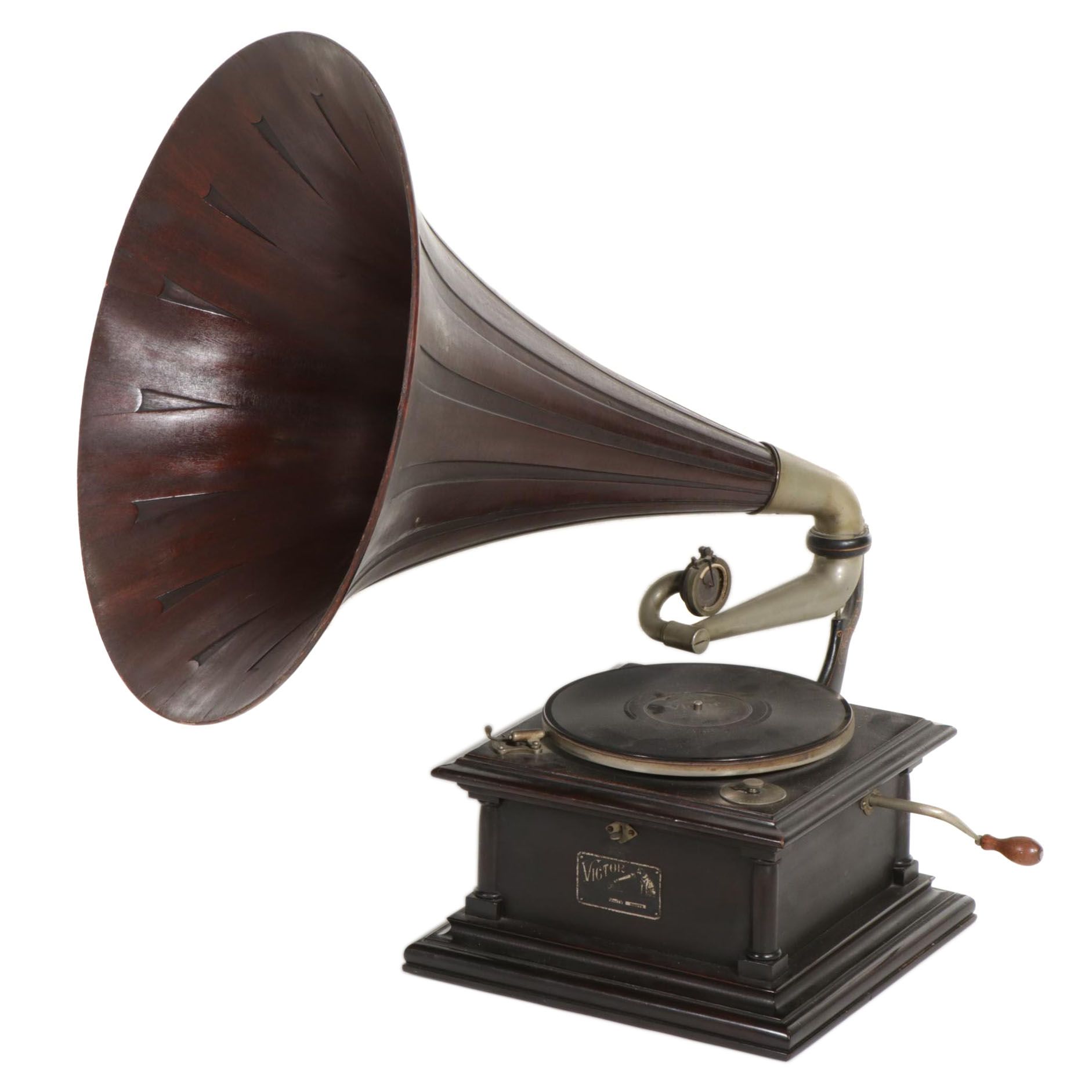 Victor Model IV Mahogany Phonograph with "Spearpoint" Wood Horn, c. 1910