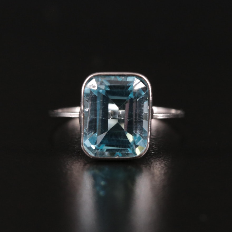 14K Blue Topaz Solitaire Ring