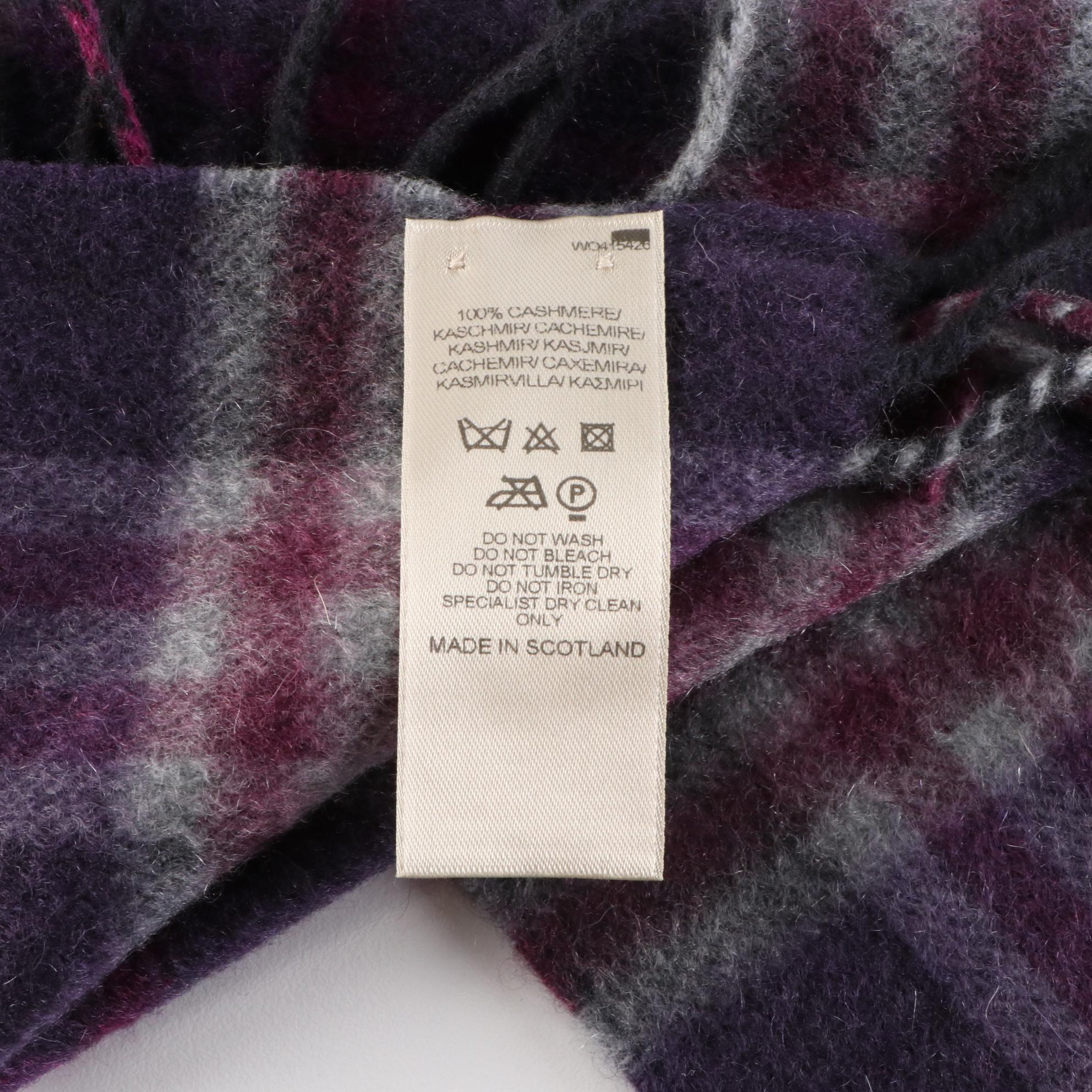 Burberry Check Purple Cashmere Scarf