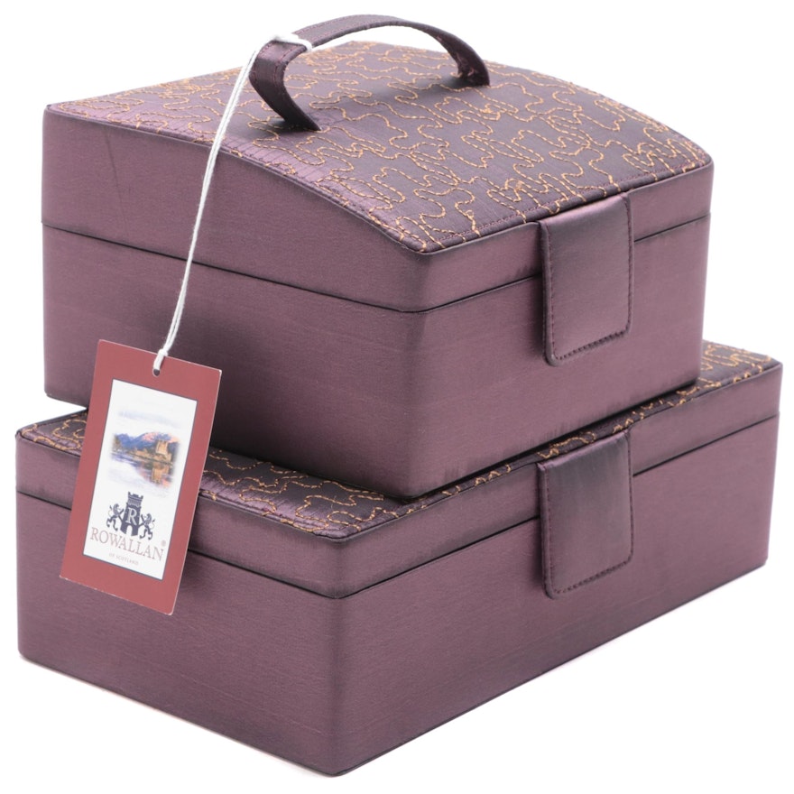Rowallan Eggplant Faux Silk Upholstered Jewelry Boxes