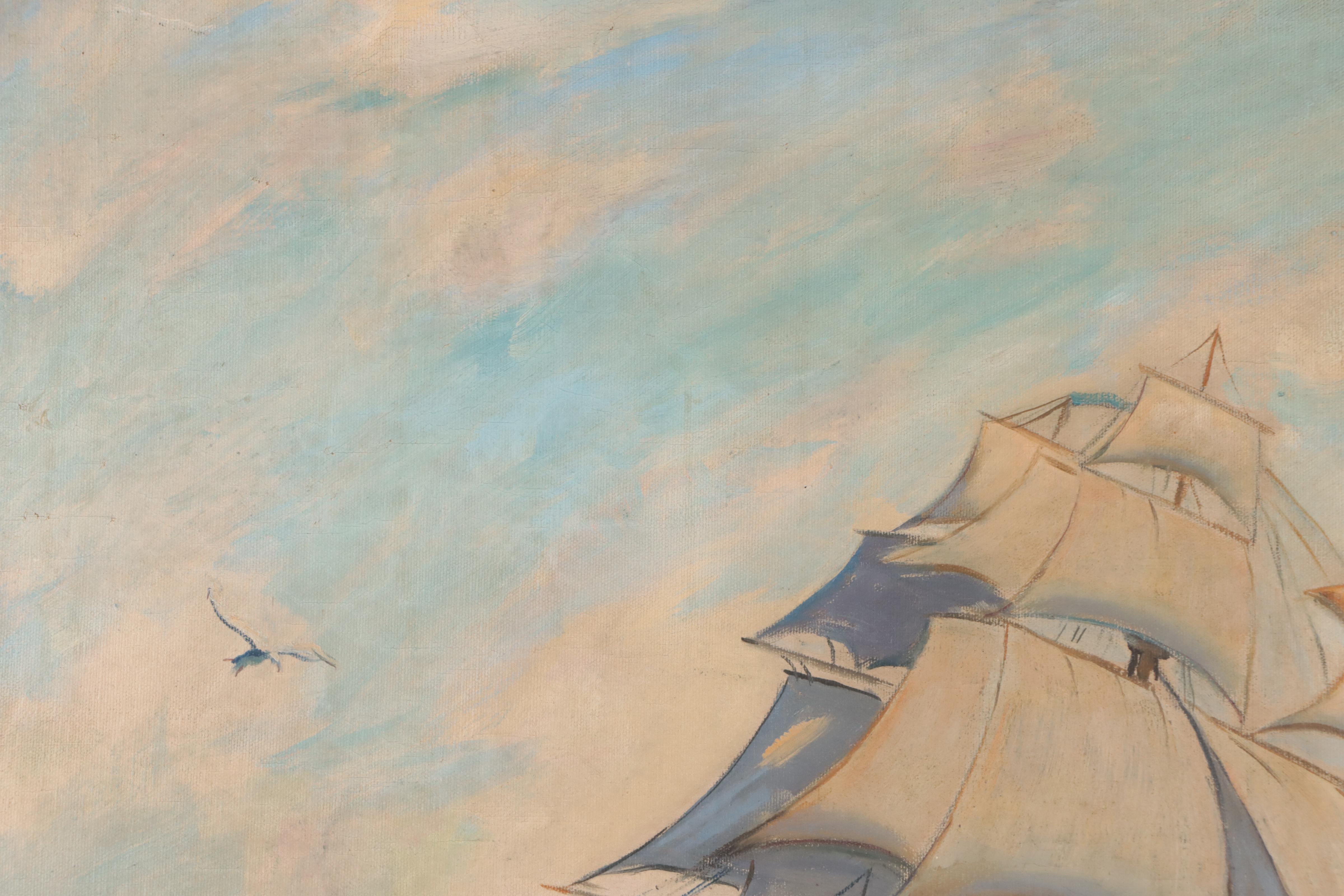 Nautical Oil Painting "Ship Preistley," Circa 1900