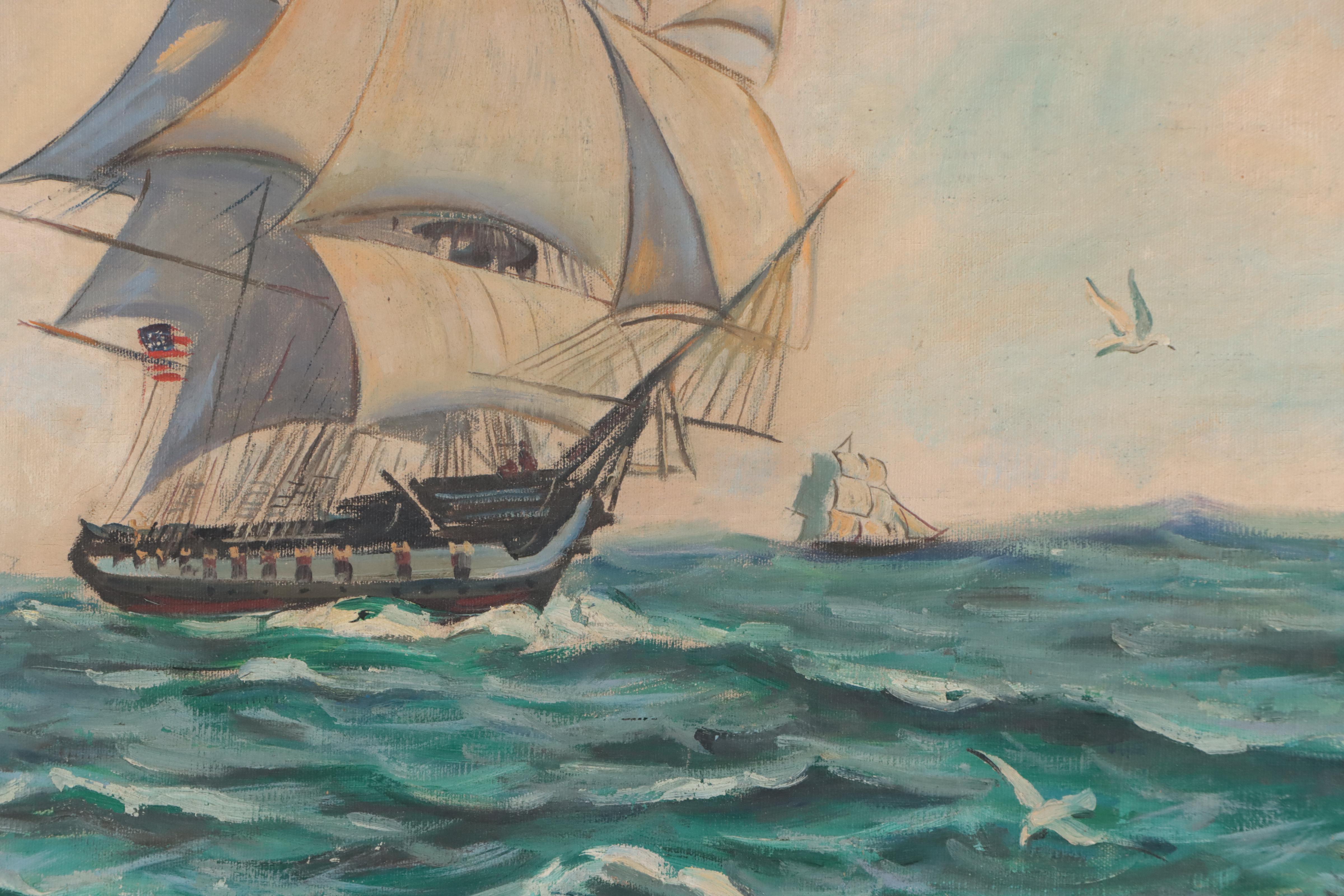 Nautical Oil Painting "Ship Preistley," Circa 1900