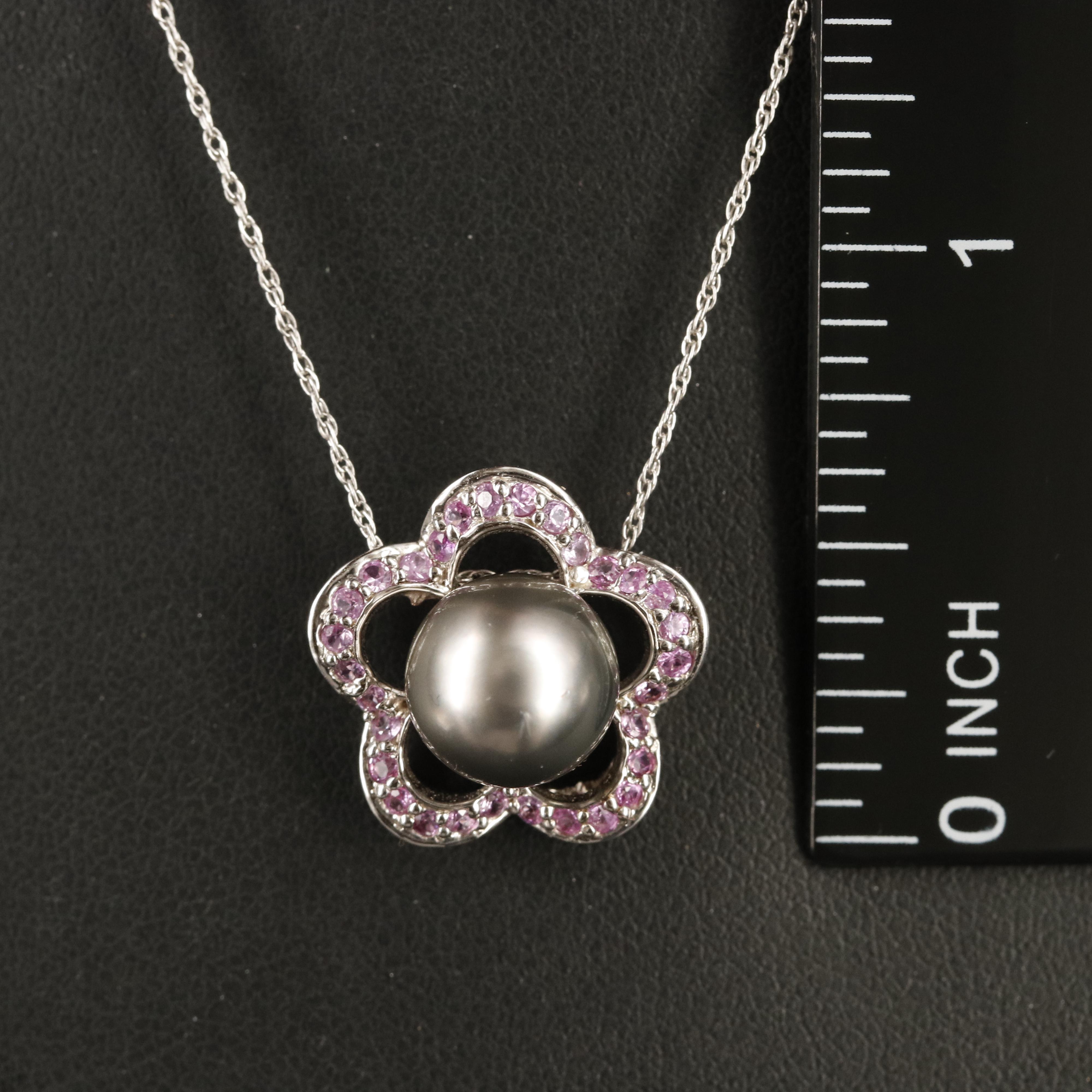 14K Pearl and Sapphire Pendant Necklace
