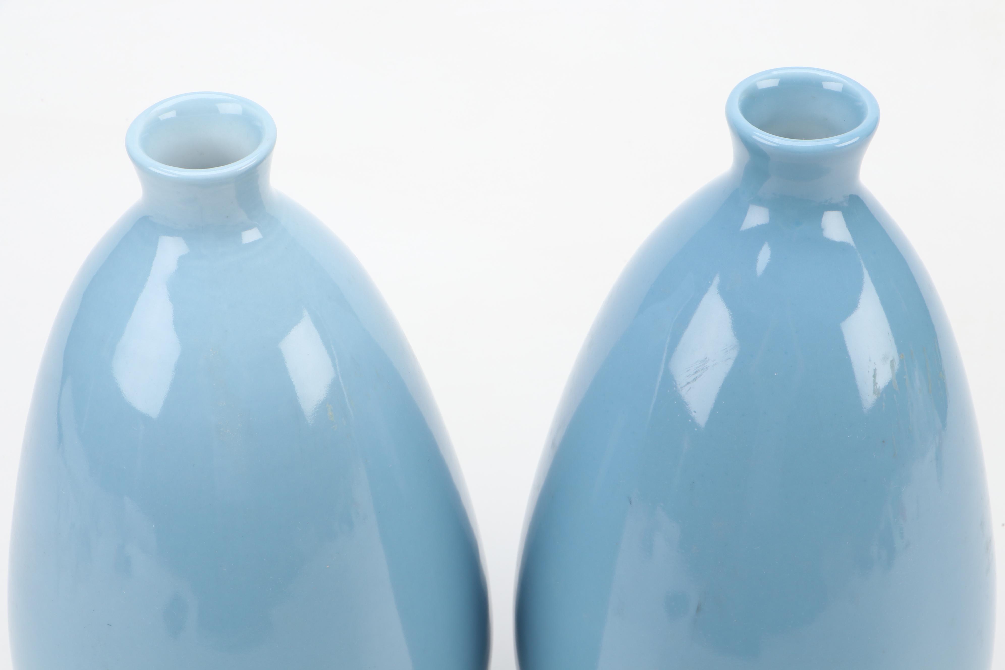 Porcelain Blue Glazed Bottle Vases