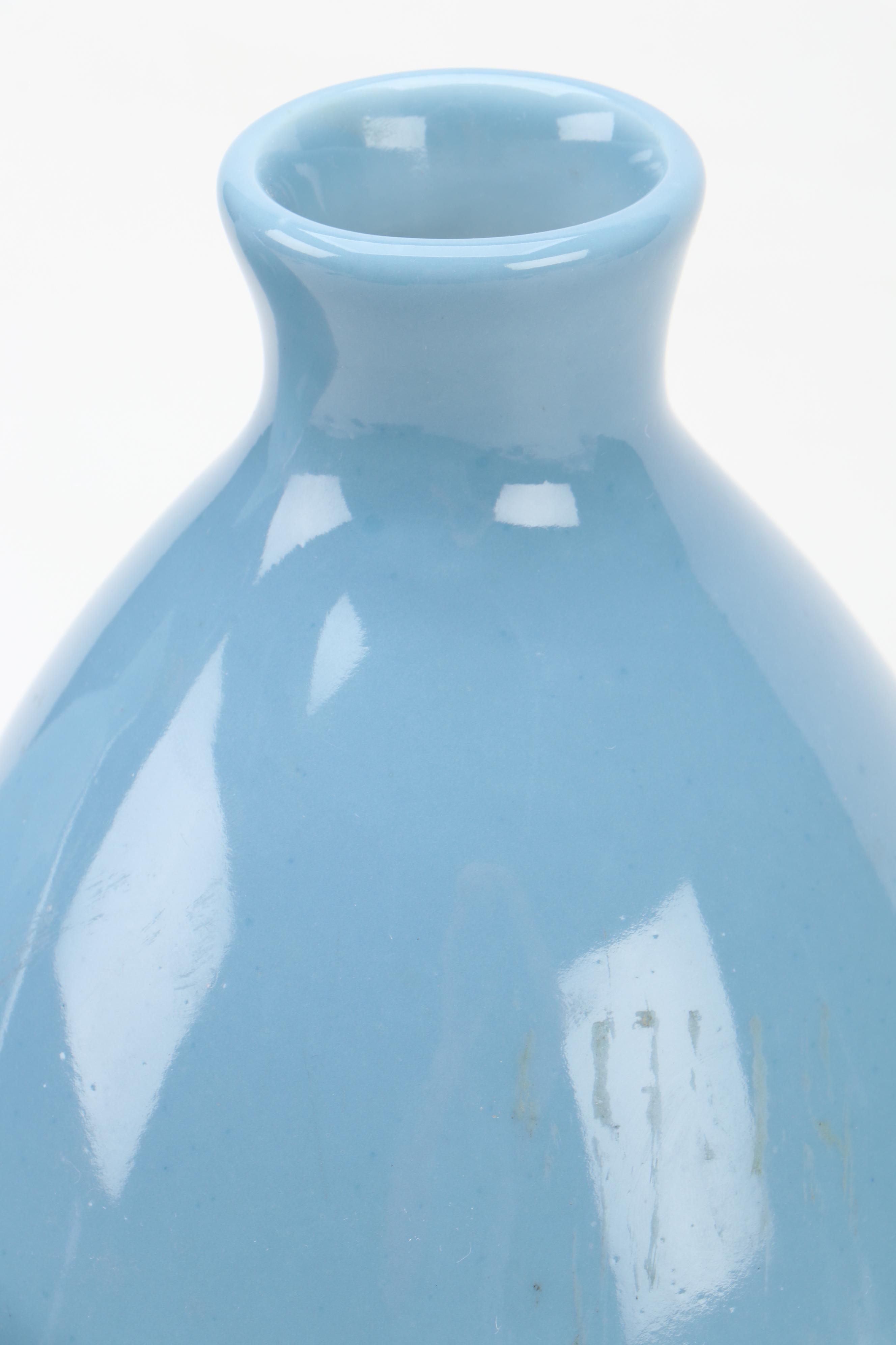 Porcelain Blue Glazed Bottle Vases
