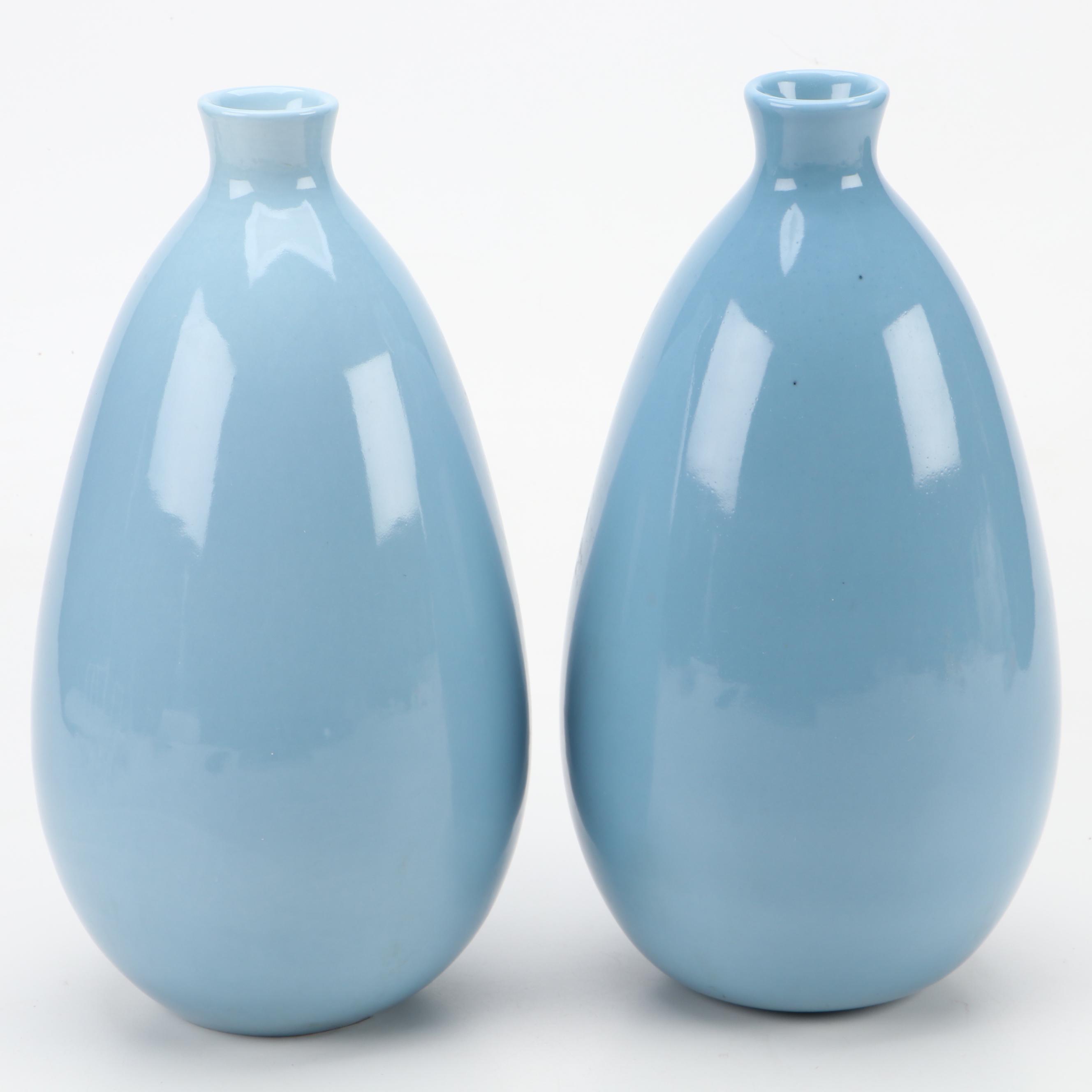 Porcelain Blue Glazed Bottle Vases