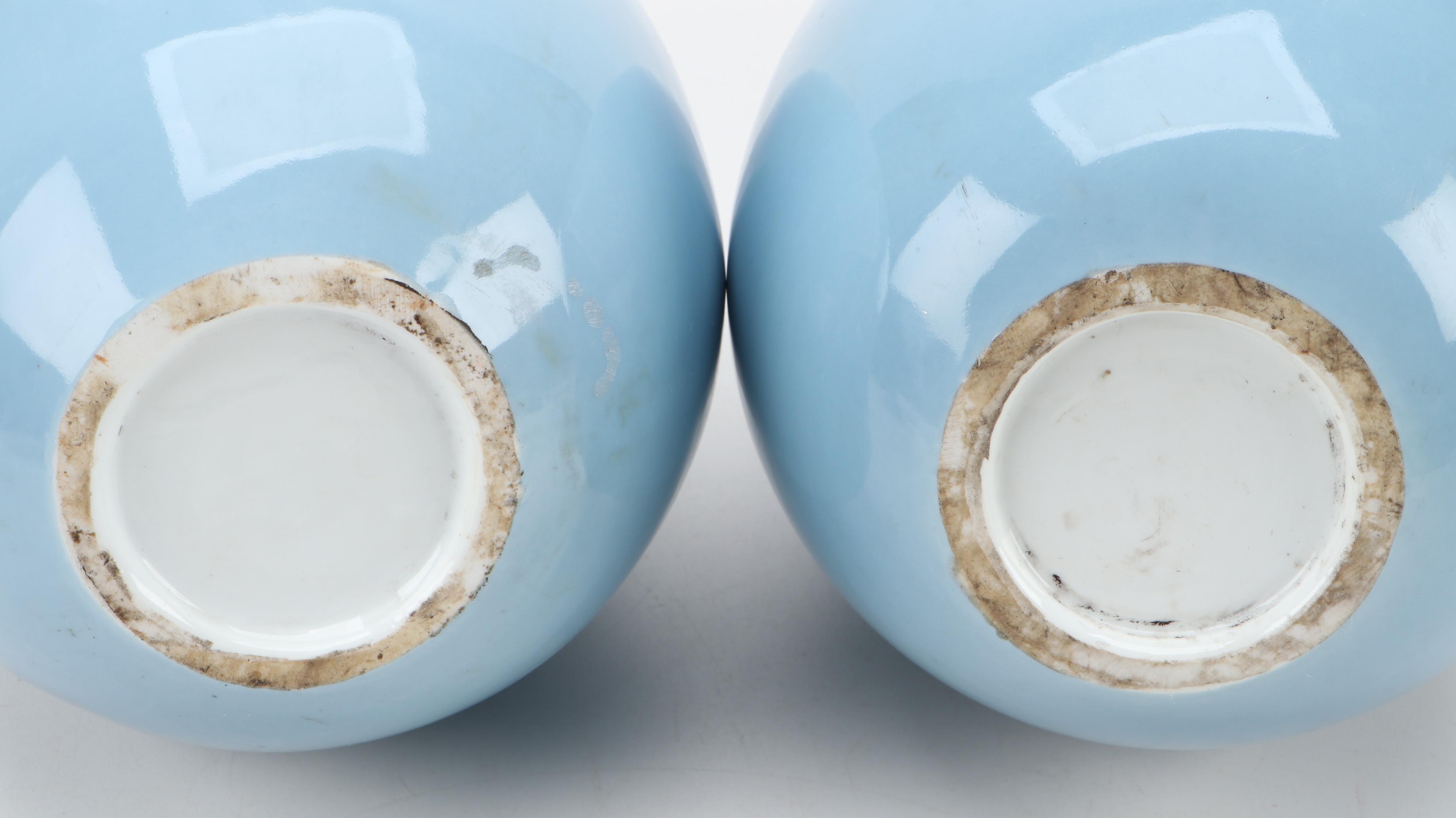 Porcelain Blue Glazed Bottle Vases