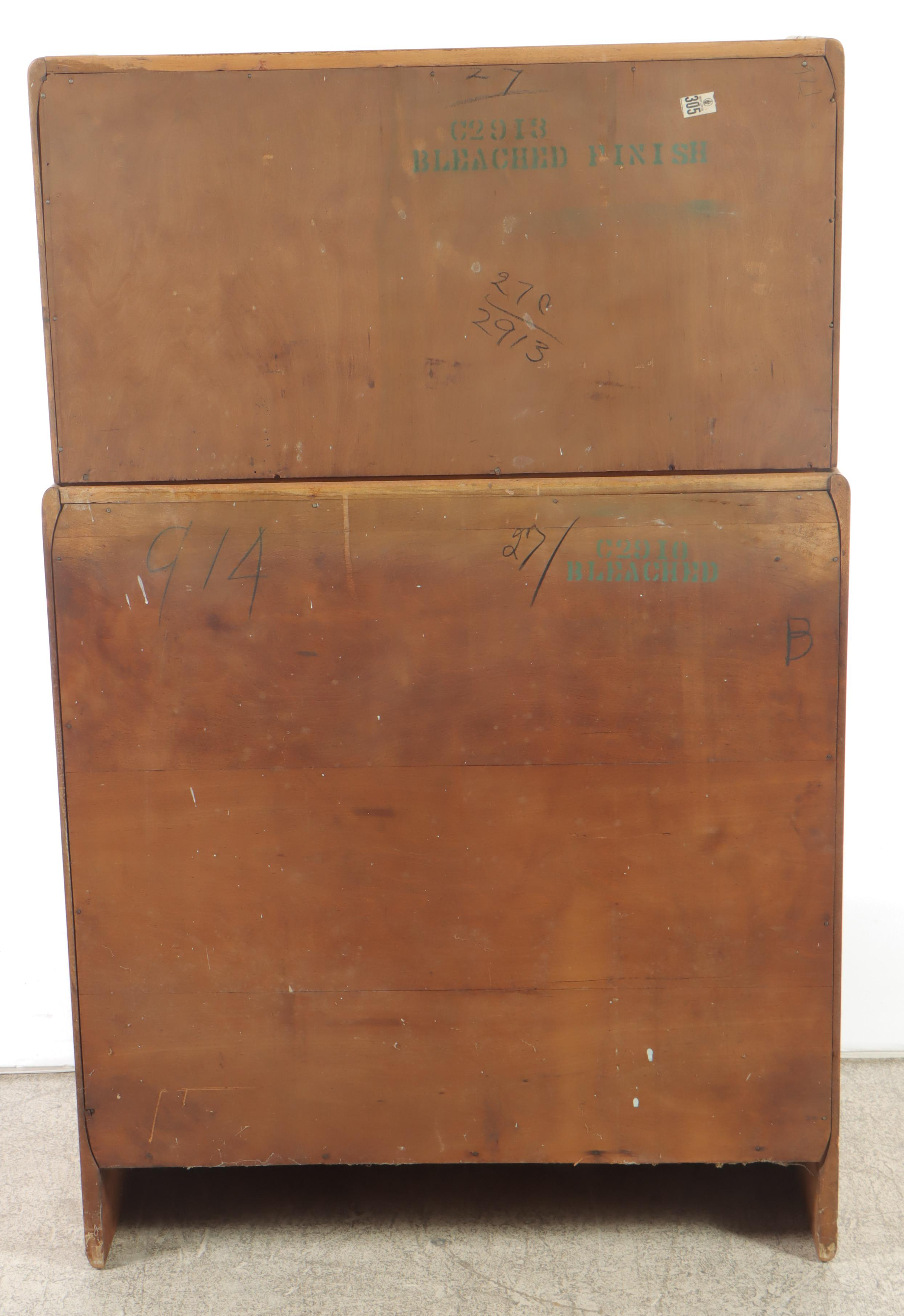 Heywood-Wakefield Mid Century Modern Chest-on-Chest in Bleached Finish