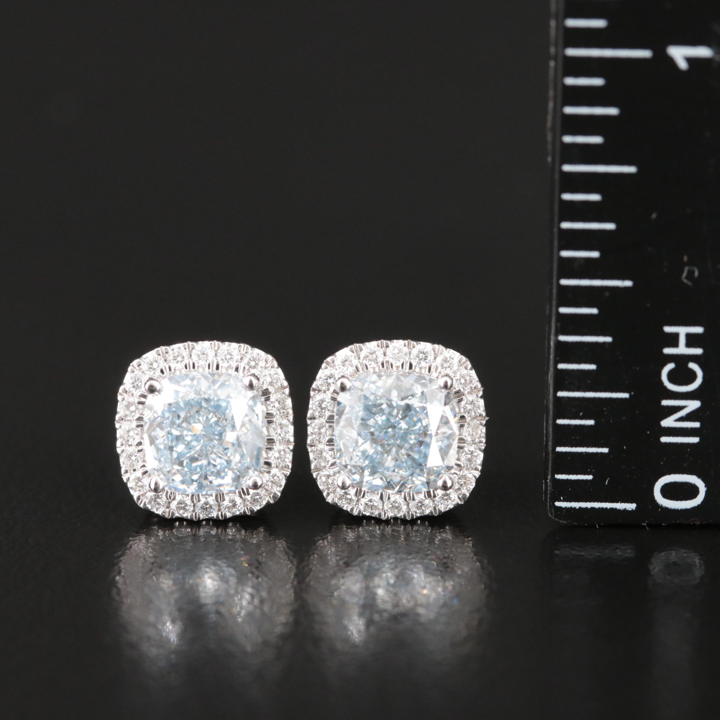 14K 3.78 CTW Lab Grown Diamond Halo Stud Earrings