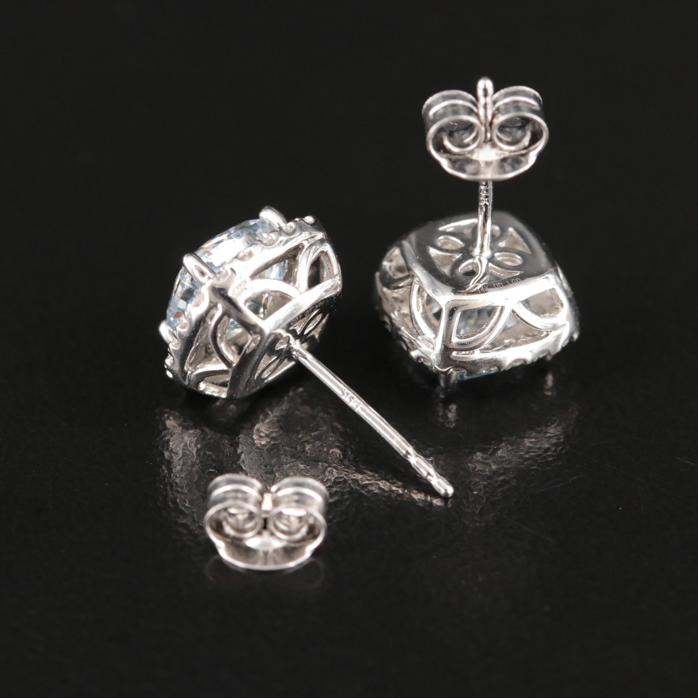 14K 3.78 CTW Lab Grown Diamond Halo Stud Earrings