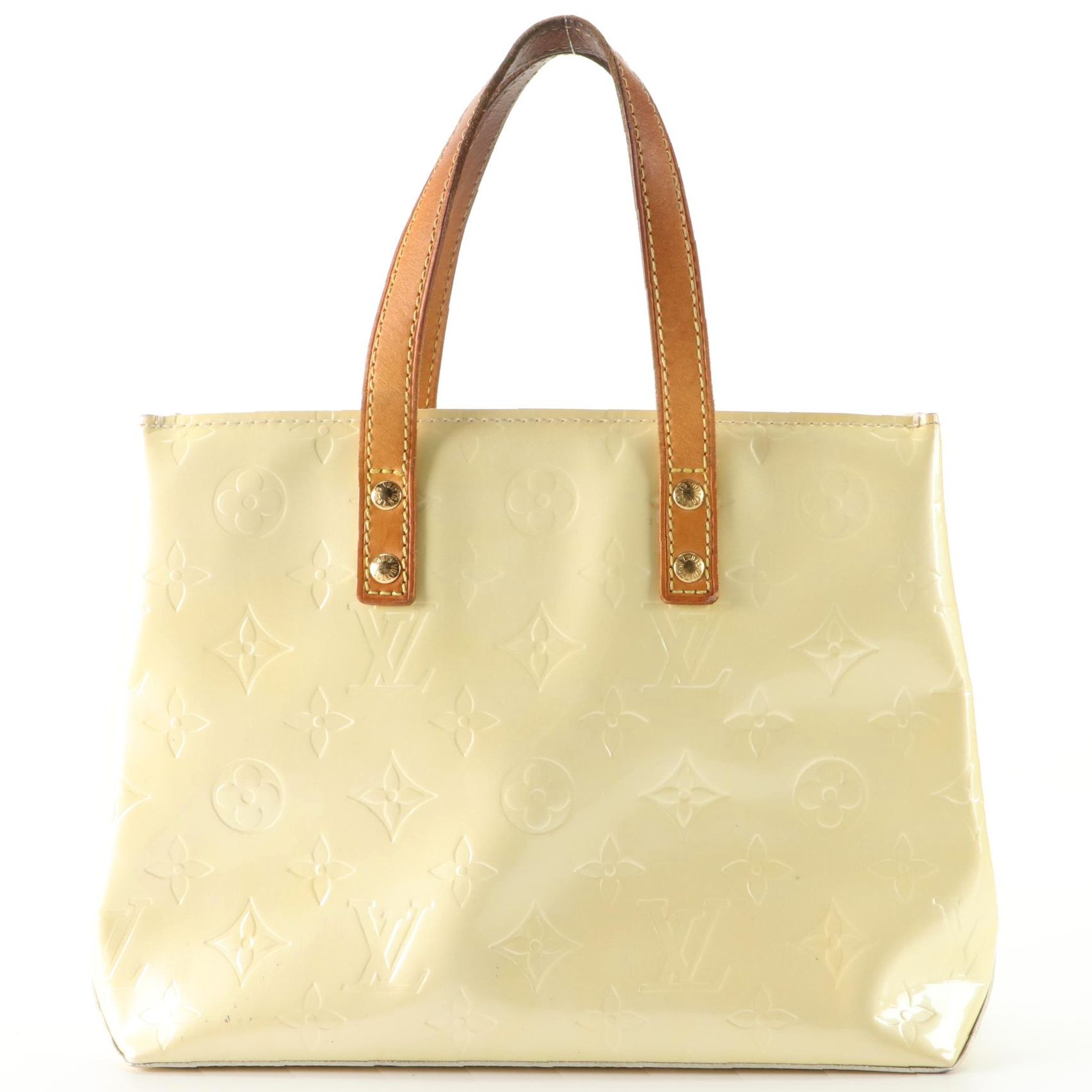 Louis Vuitton Reade PM Handbag in Monogram Vernis and Vachetta Leather