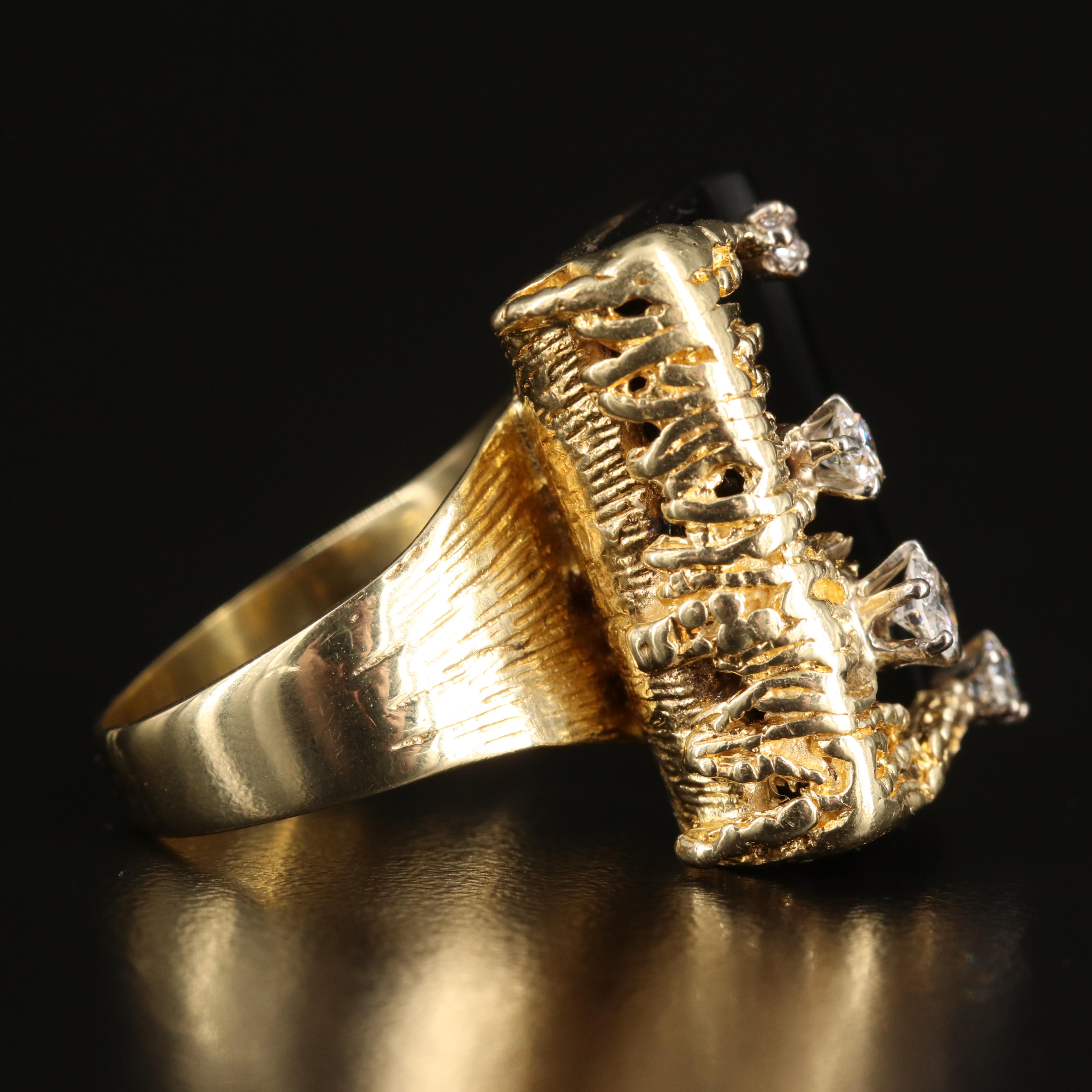 18K Black Onyx and Diamond Asymmetrical Ring