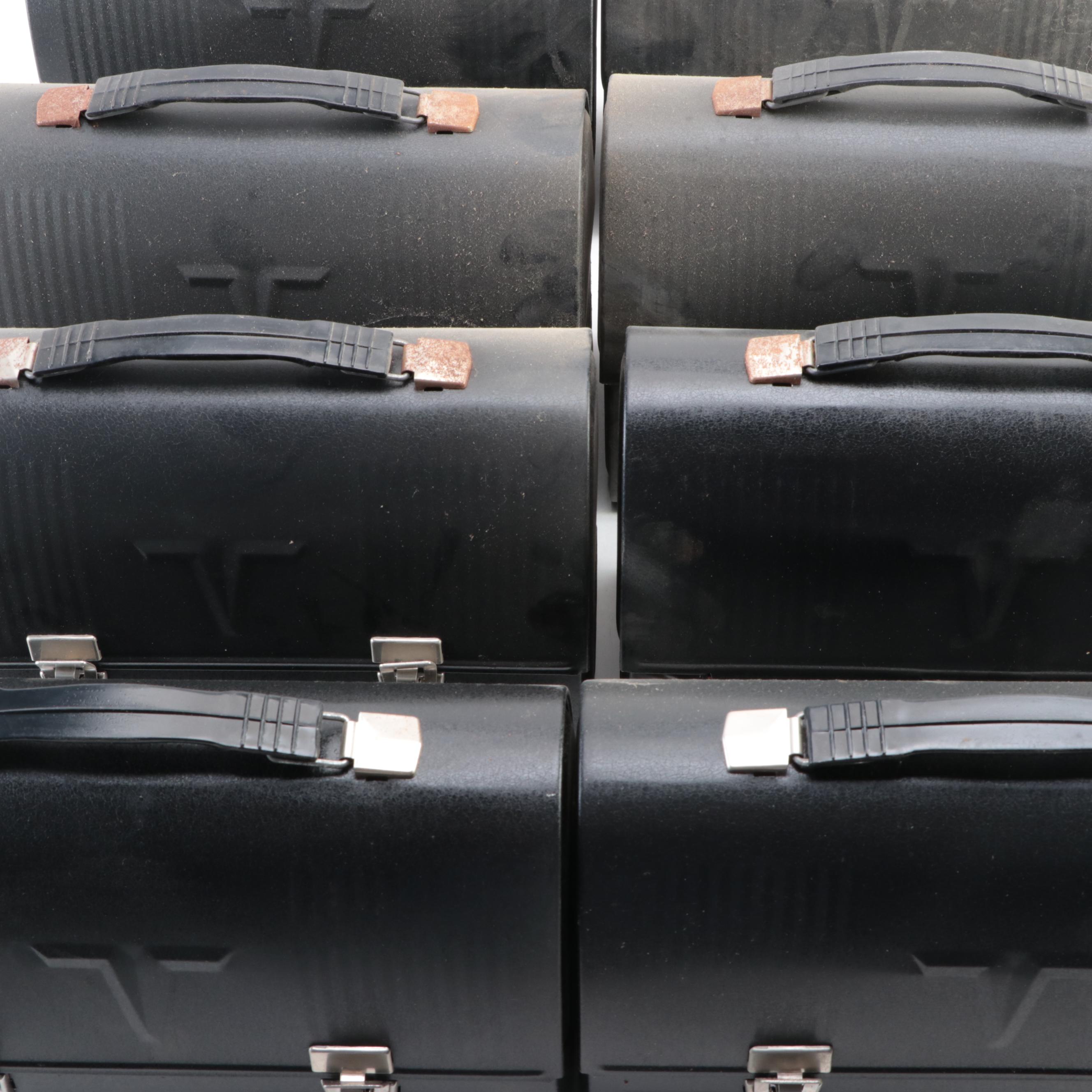 Thermos Matte Black Metal Workman's Lunchboxes, Mid to Late 20th Century