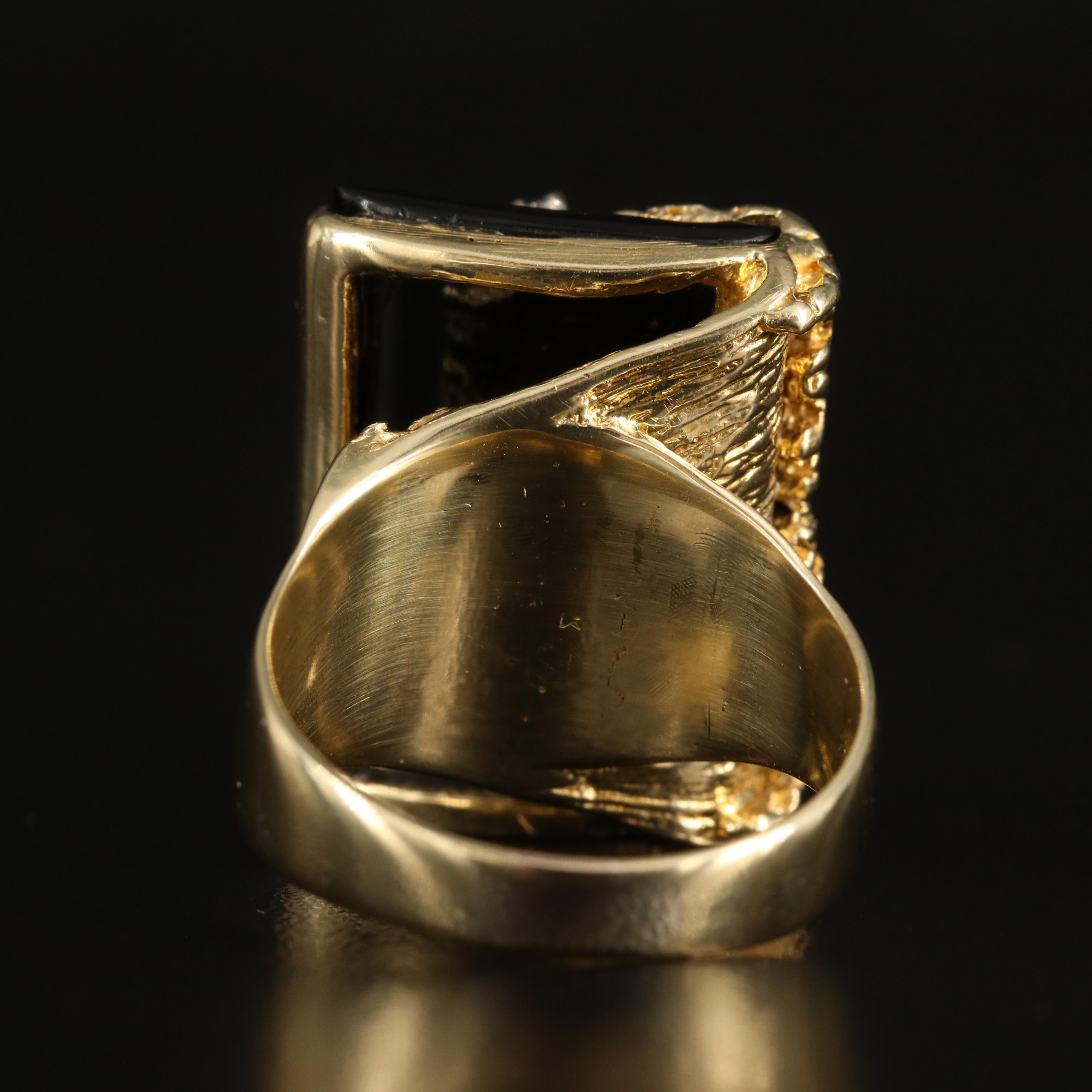 18K Black Onyx and Diamond Asymmetrical Ring