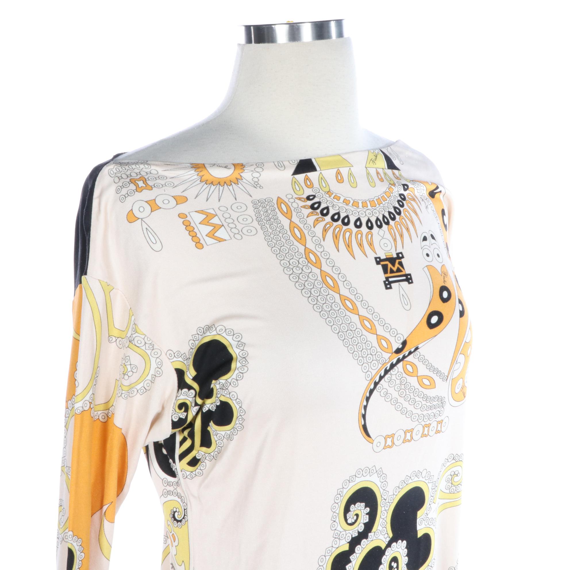 Emilio Pucci Sheath Dress in Abstract Print Jersey Knit