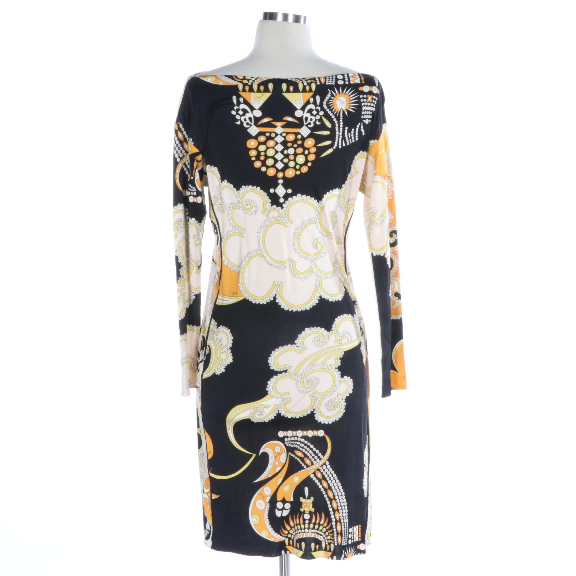 Emilio Pucci Sheath Dress in Abstract Print Jersey Knit
