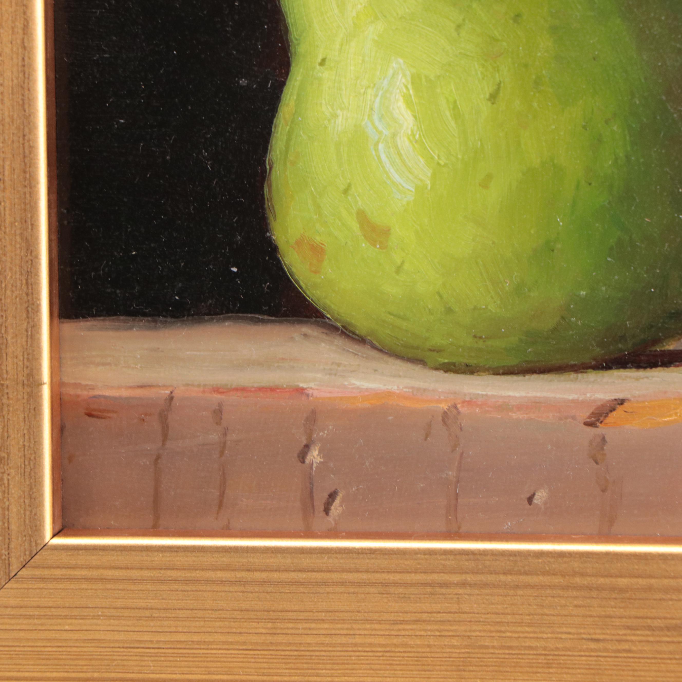 Youqing Wang Realist Still Life Oil Painting of Pears, 21st Century