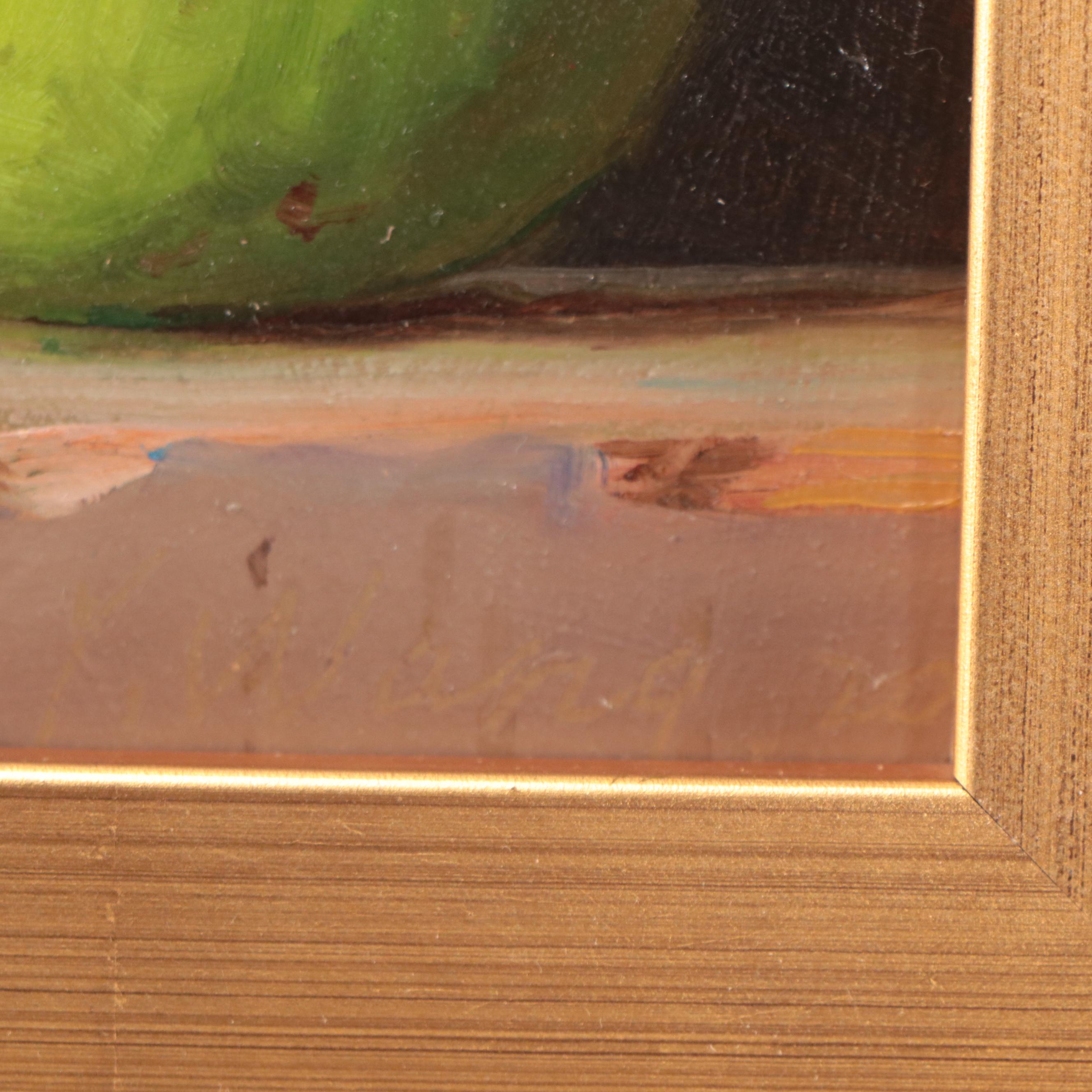 Youqing Wang Realist Still Life Oil Painting of Pears, 21st Century