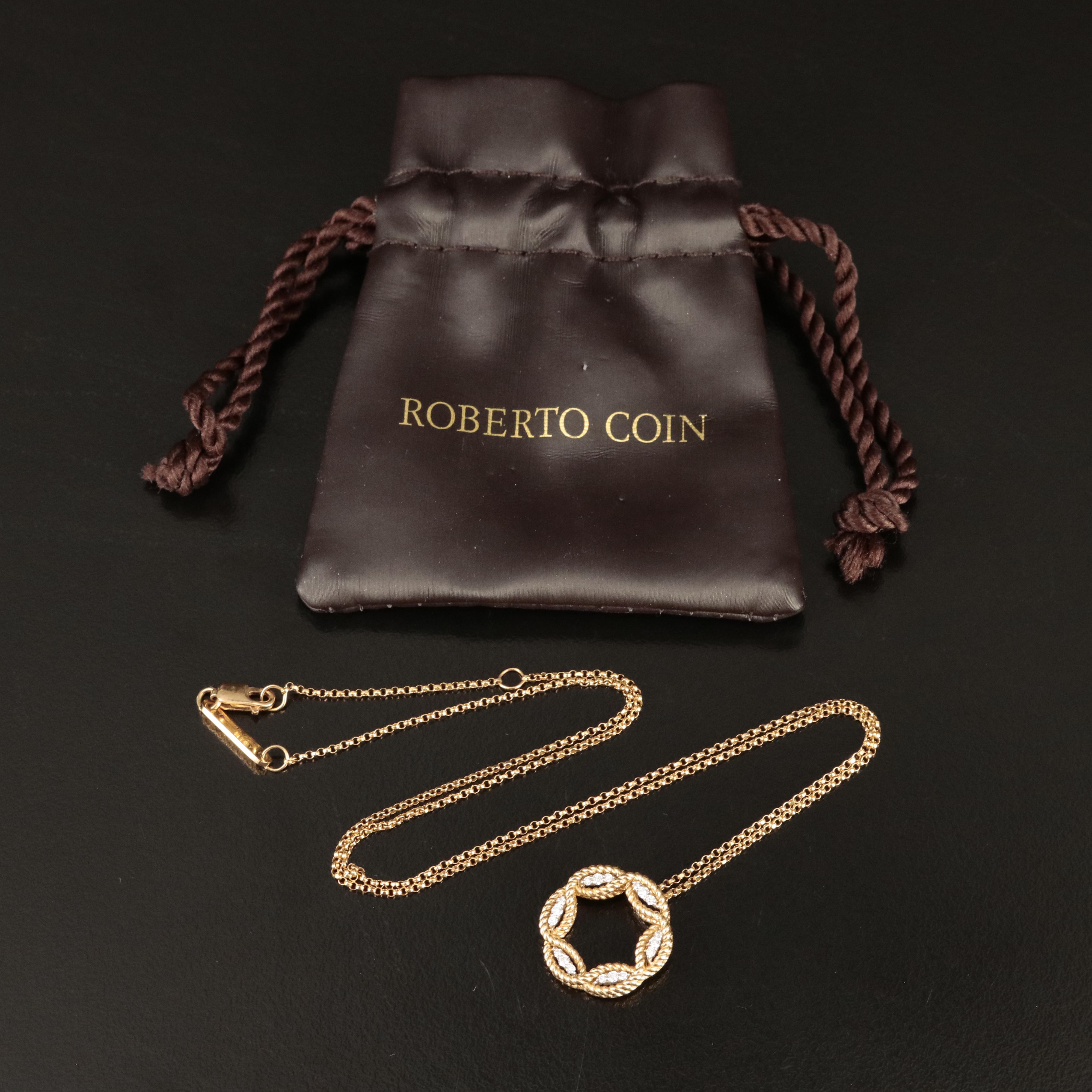 Italian Roberto Coin "Barocco" 0.12 CTW Diamond Pendant Necklace