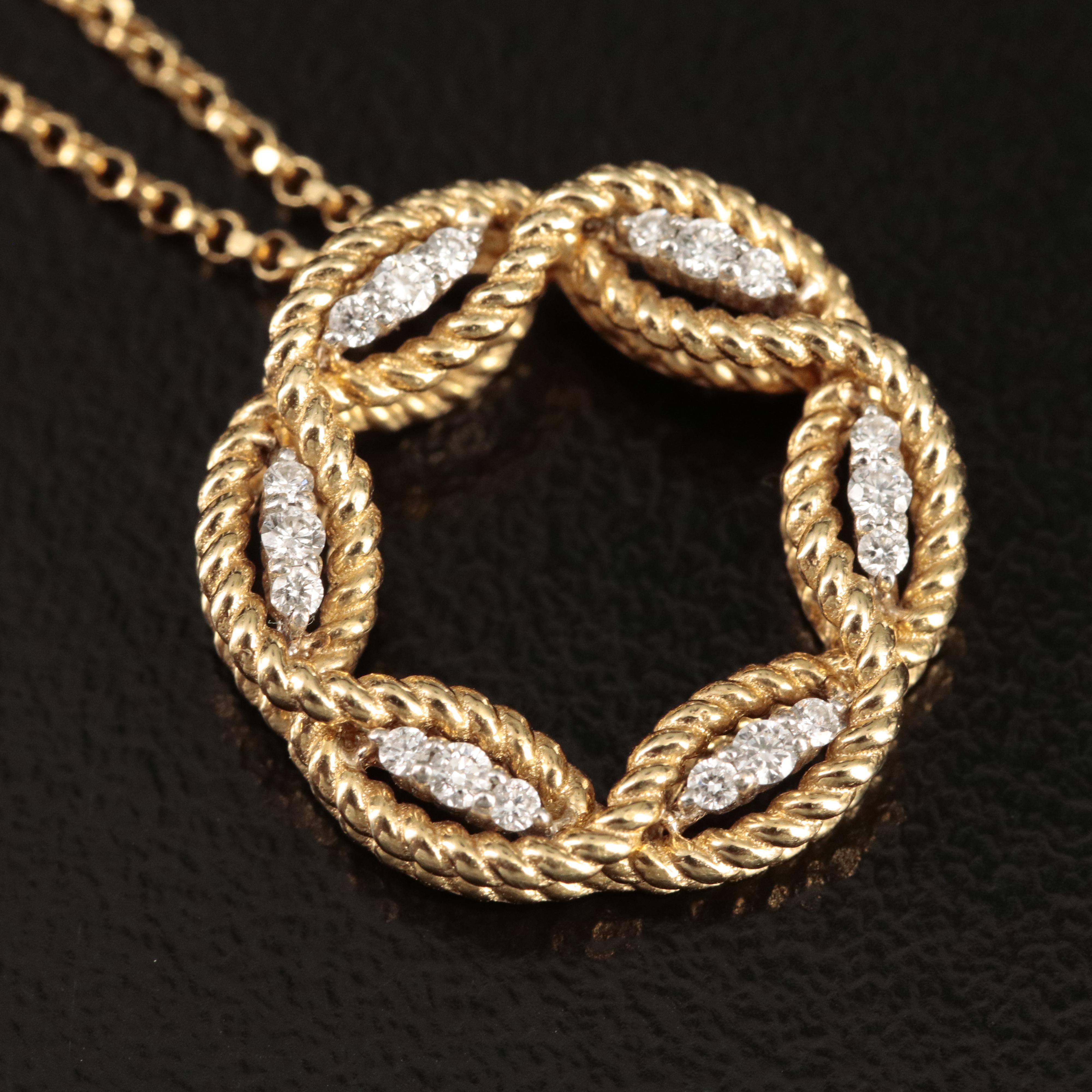 Italian Roberto Coin "Barocco" 0.12 CTW Diamond Pendant Necklace