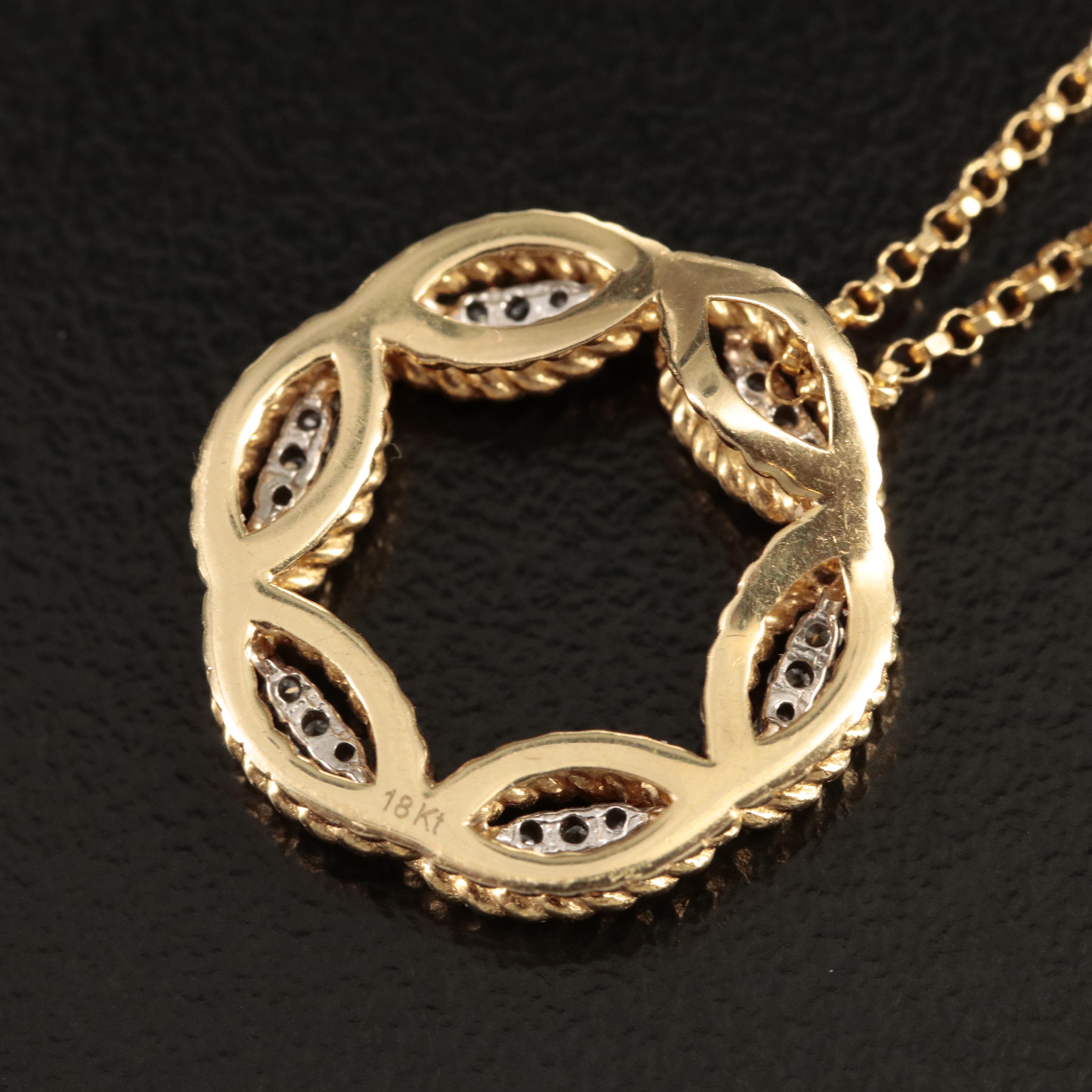 Italian Roberto Coin "Barocco" 0.12 CTW Diamond Pendant Necklace