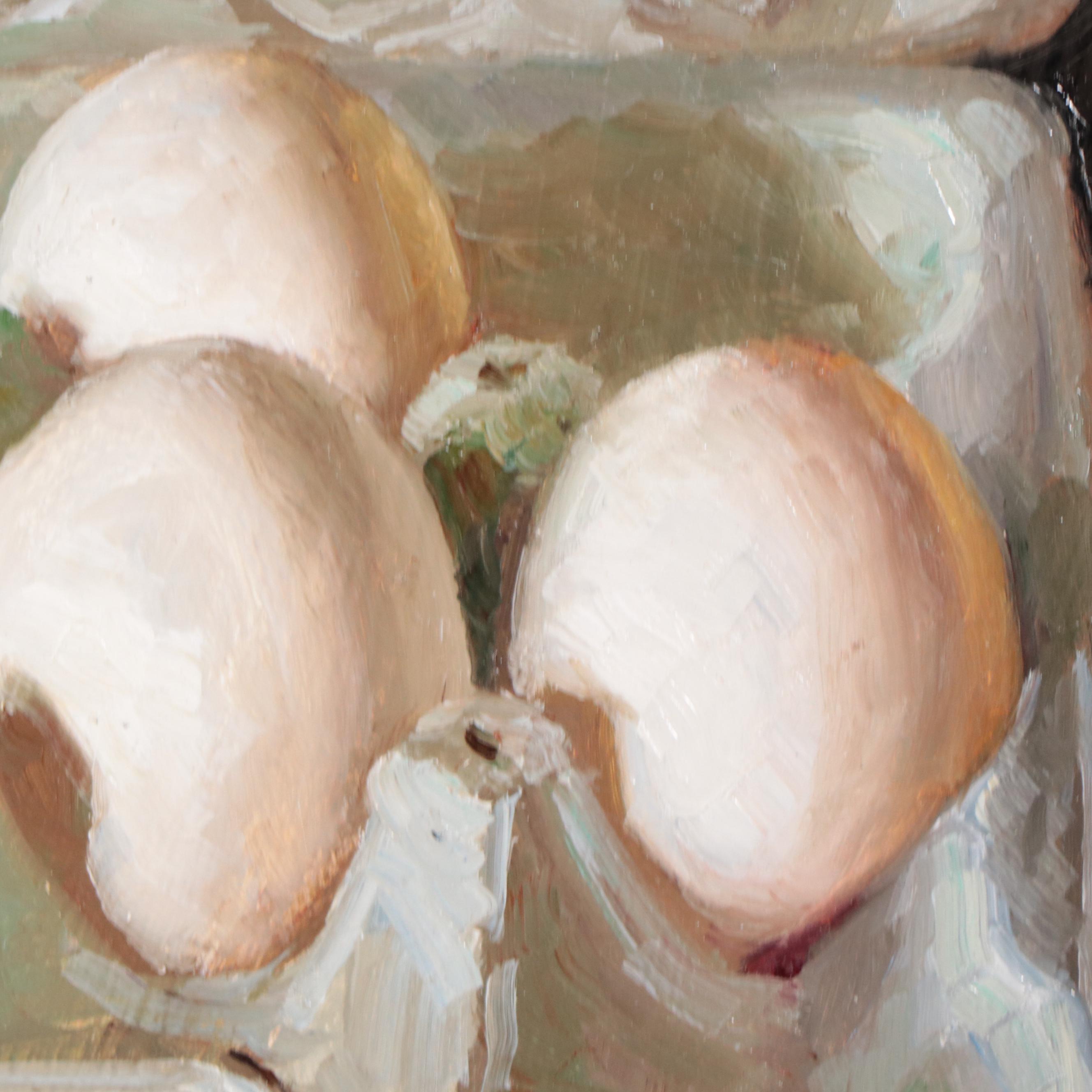 Youqing Wang Realist Still Life Oil Painting of Eggs in Carton, 2021