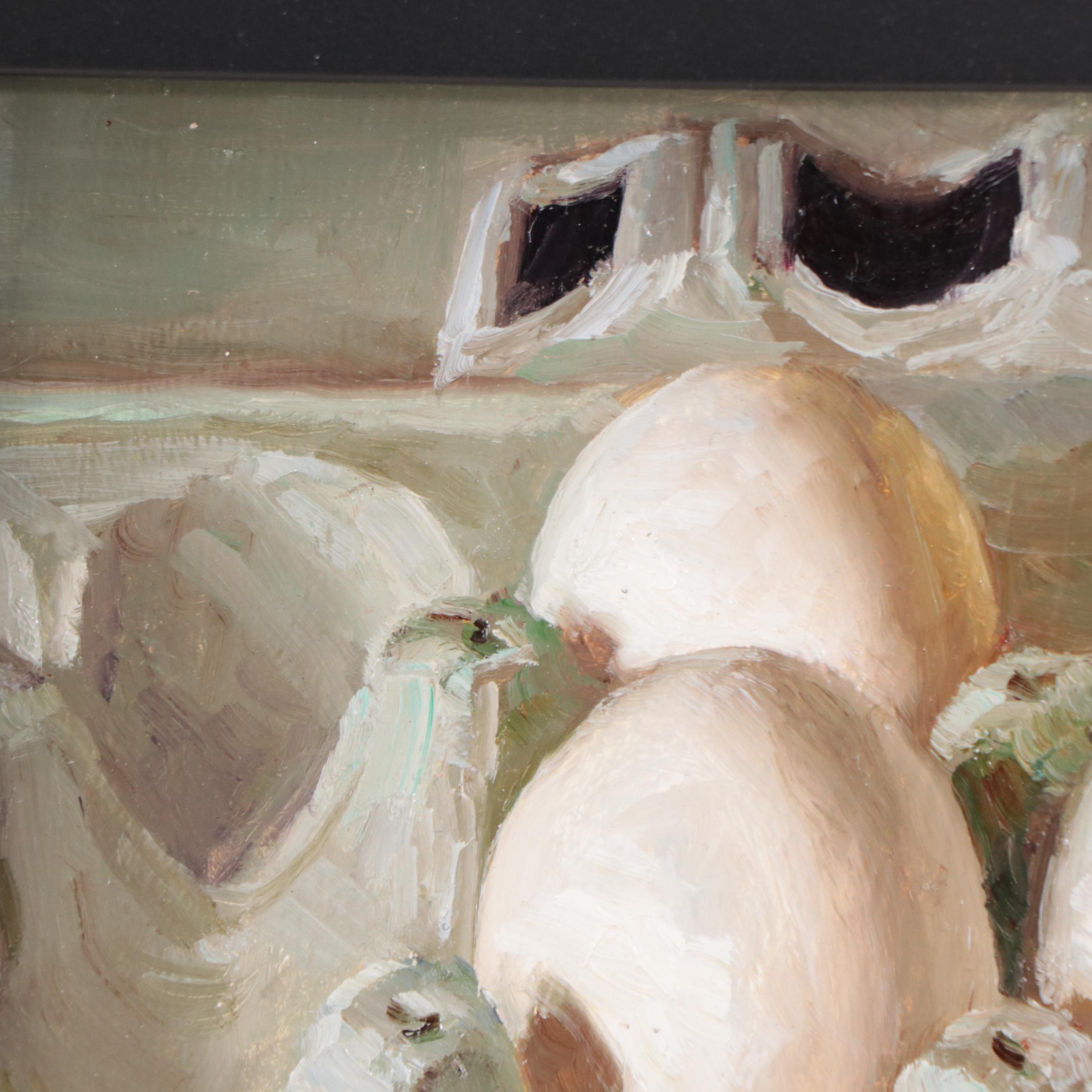 Youqing Wang Realist Still Life Oil Painting of Eggs in Carton, 2021