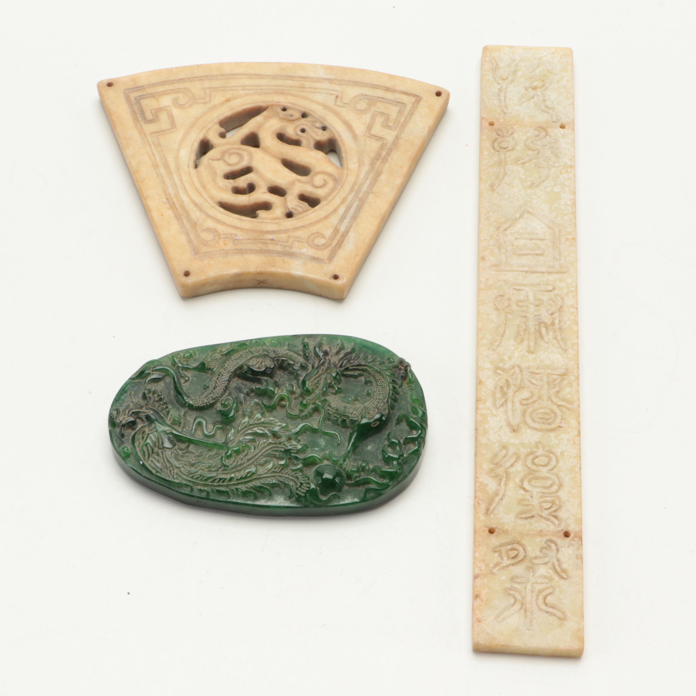 Chinese Turned Stone Bowl with Other Bonze Vase and Other Décor