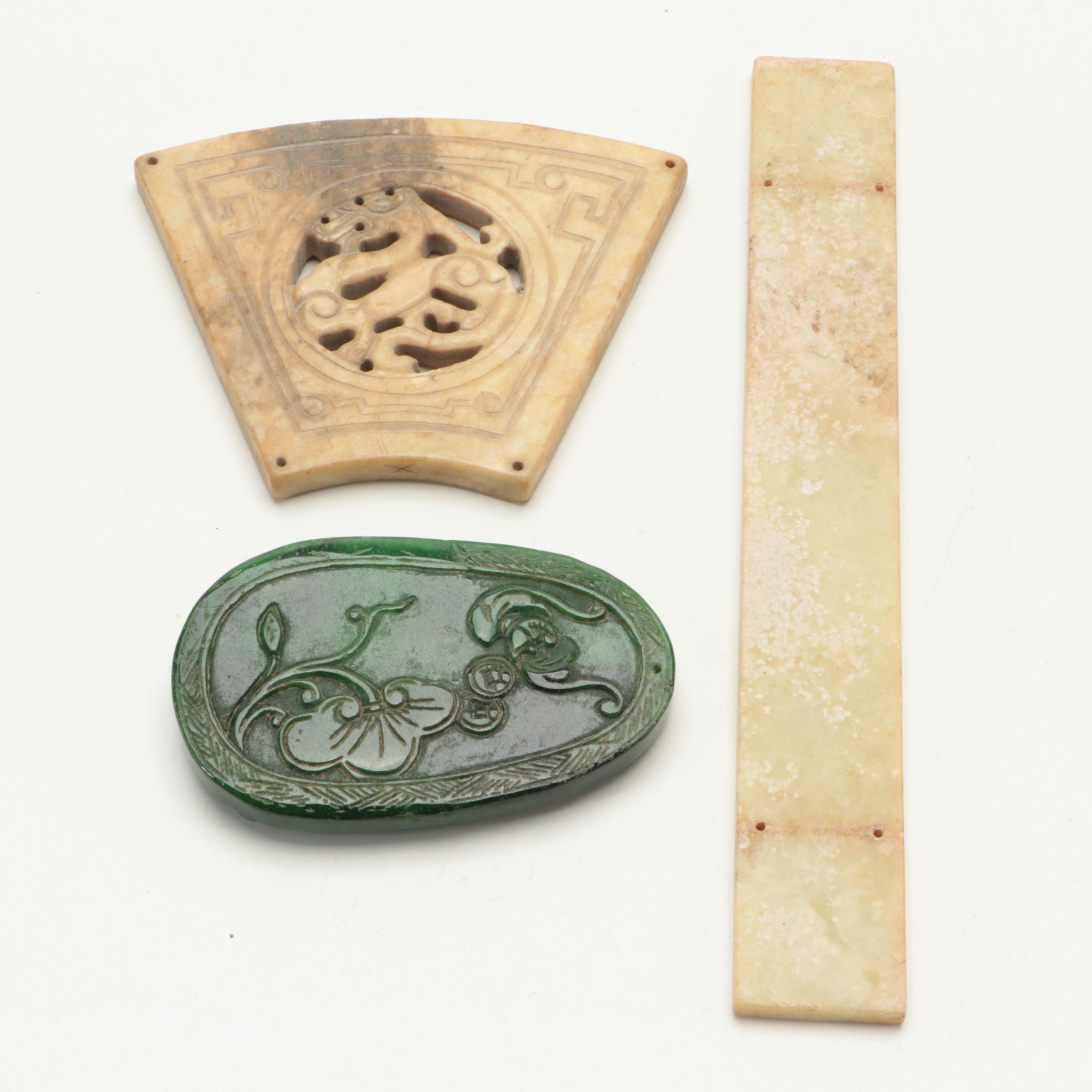 Chinese Turned Stone Bowl with Other Bonze Vase and Other Décor