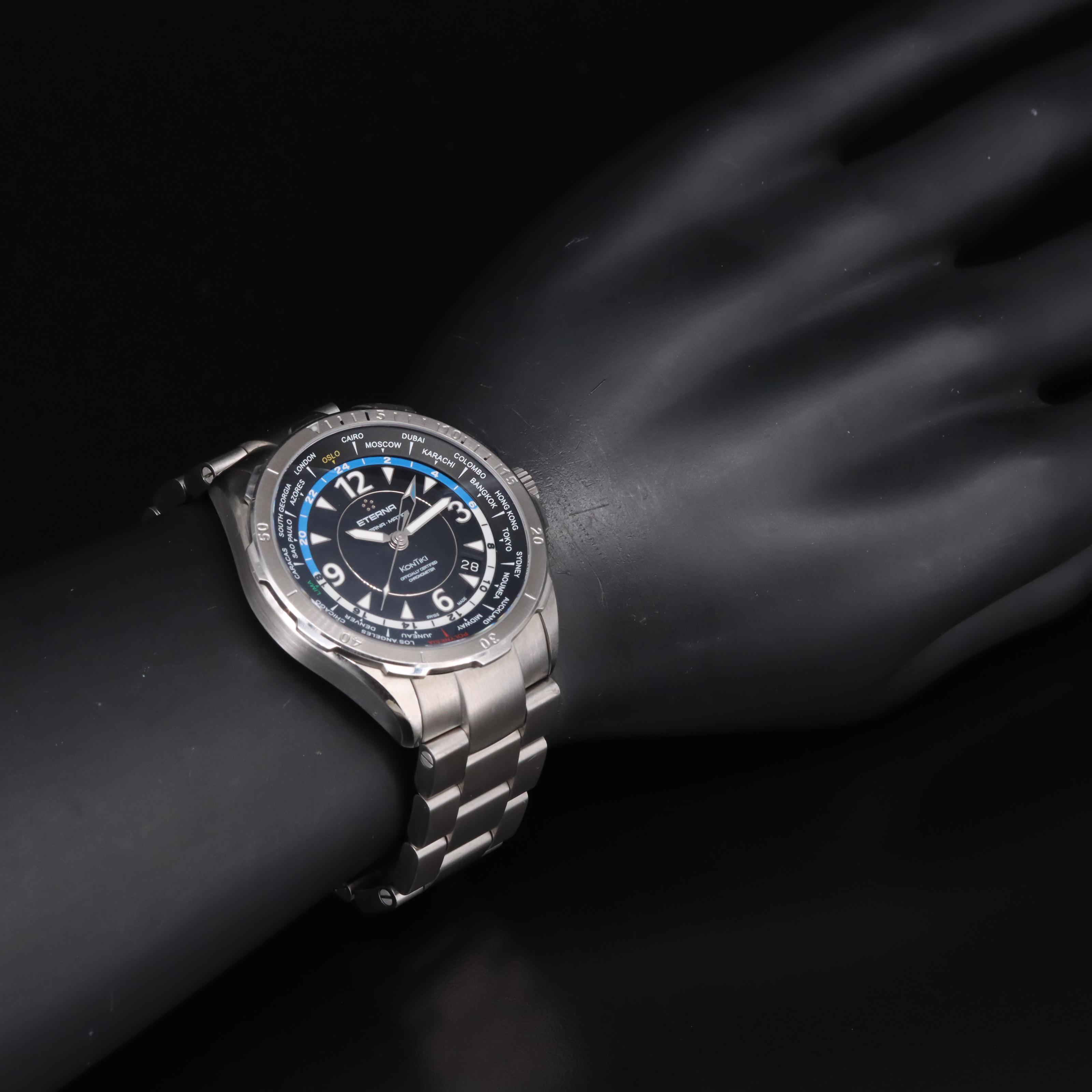 Eterna KonTiki Matic GMT World Time 42mm Steel Automatic Watch