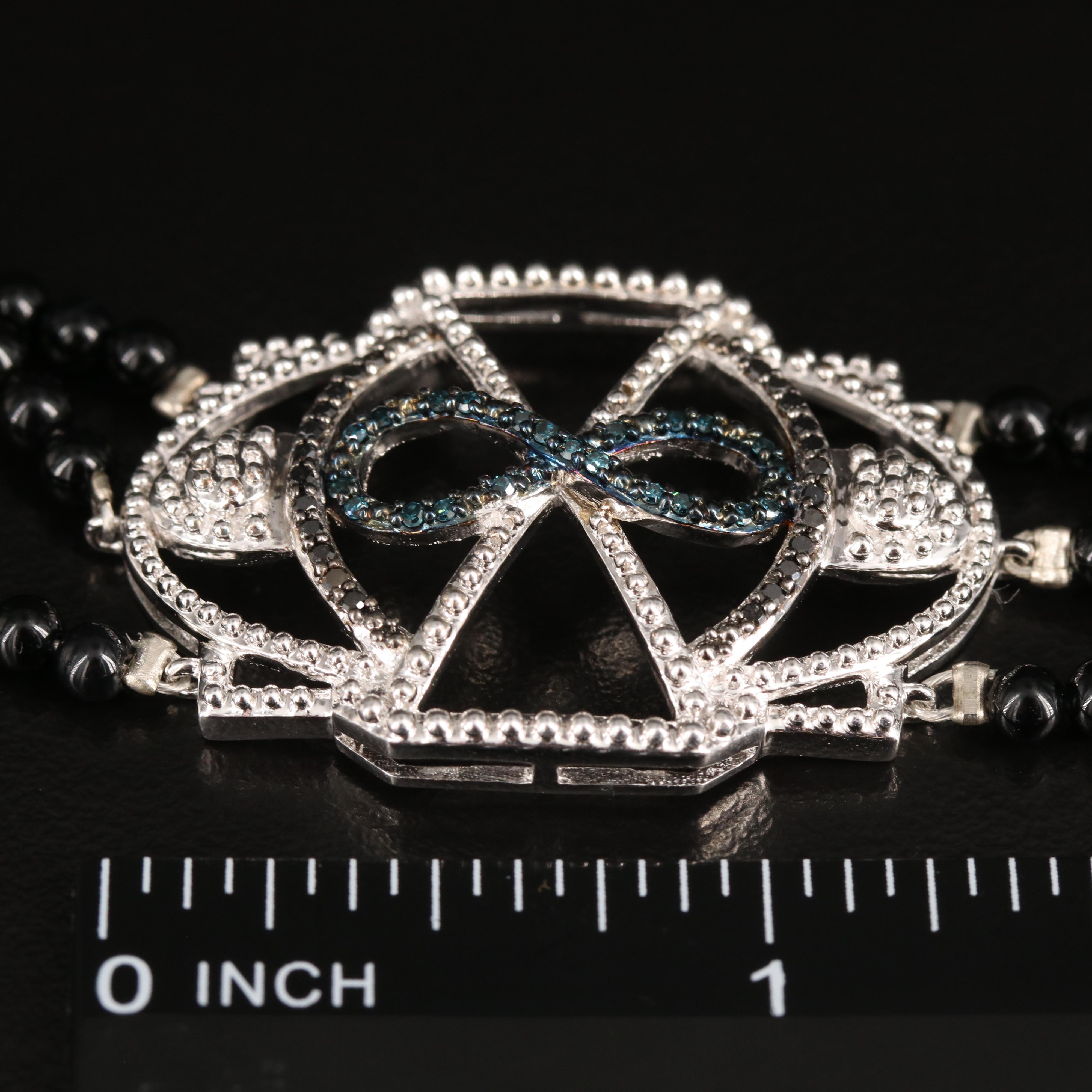 Sterling Diamond and Black Onyx Infinity Bracelet