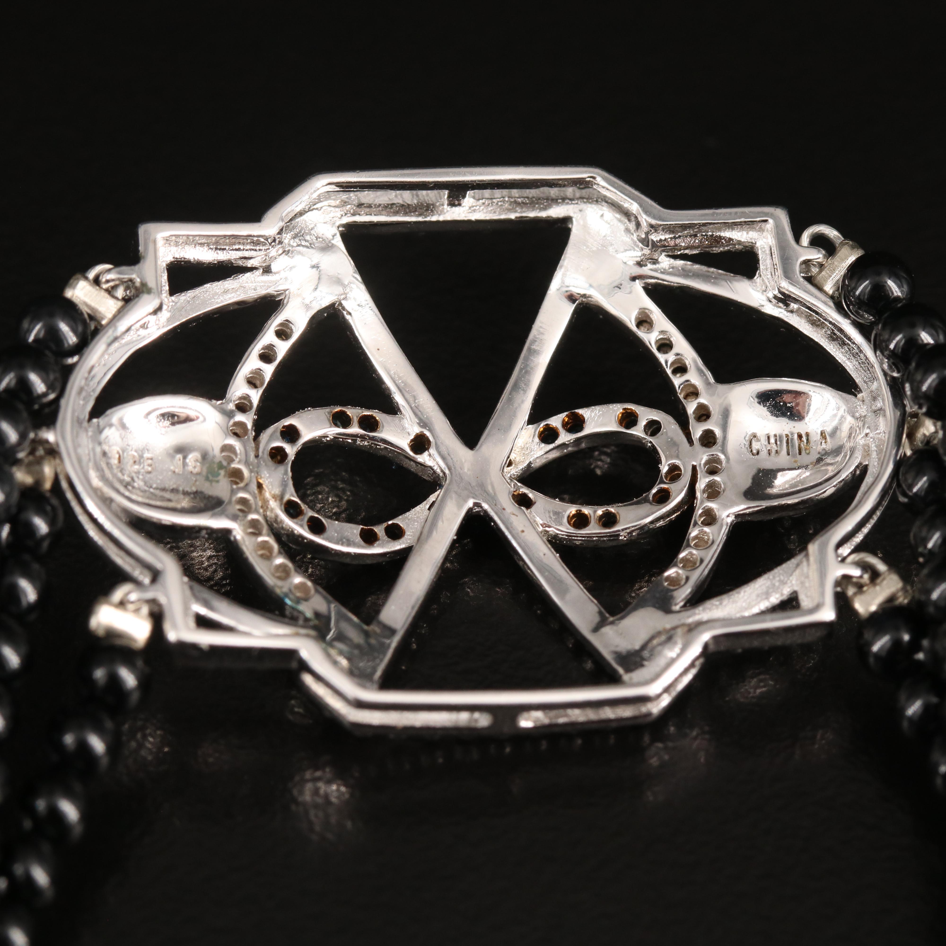 Sterling Diamond and Black Onyx Infinity Bracelet