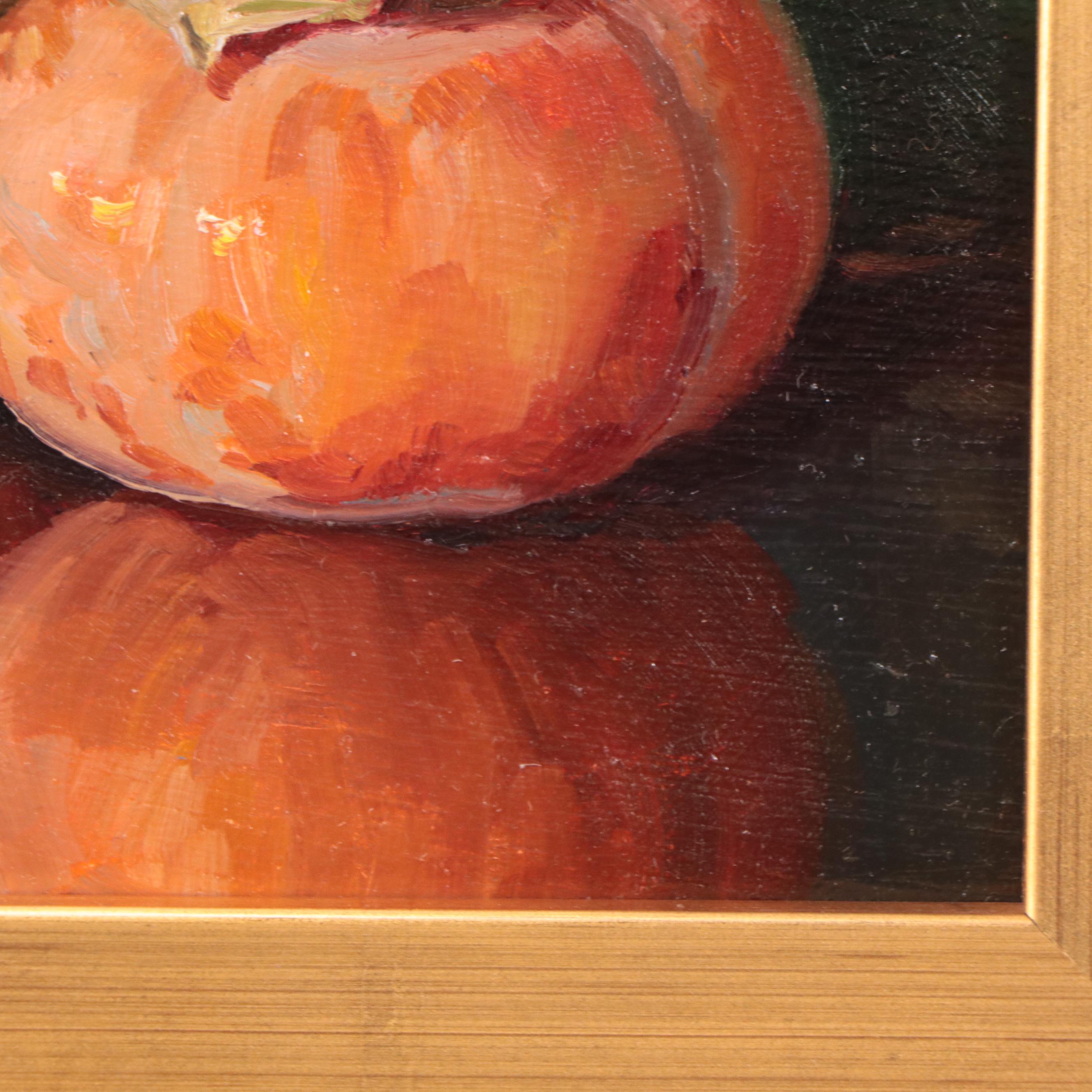 Youquing Wang Realist Still Life Oil Painting of Persimmons, 2021