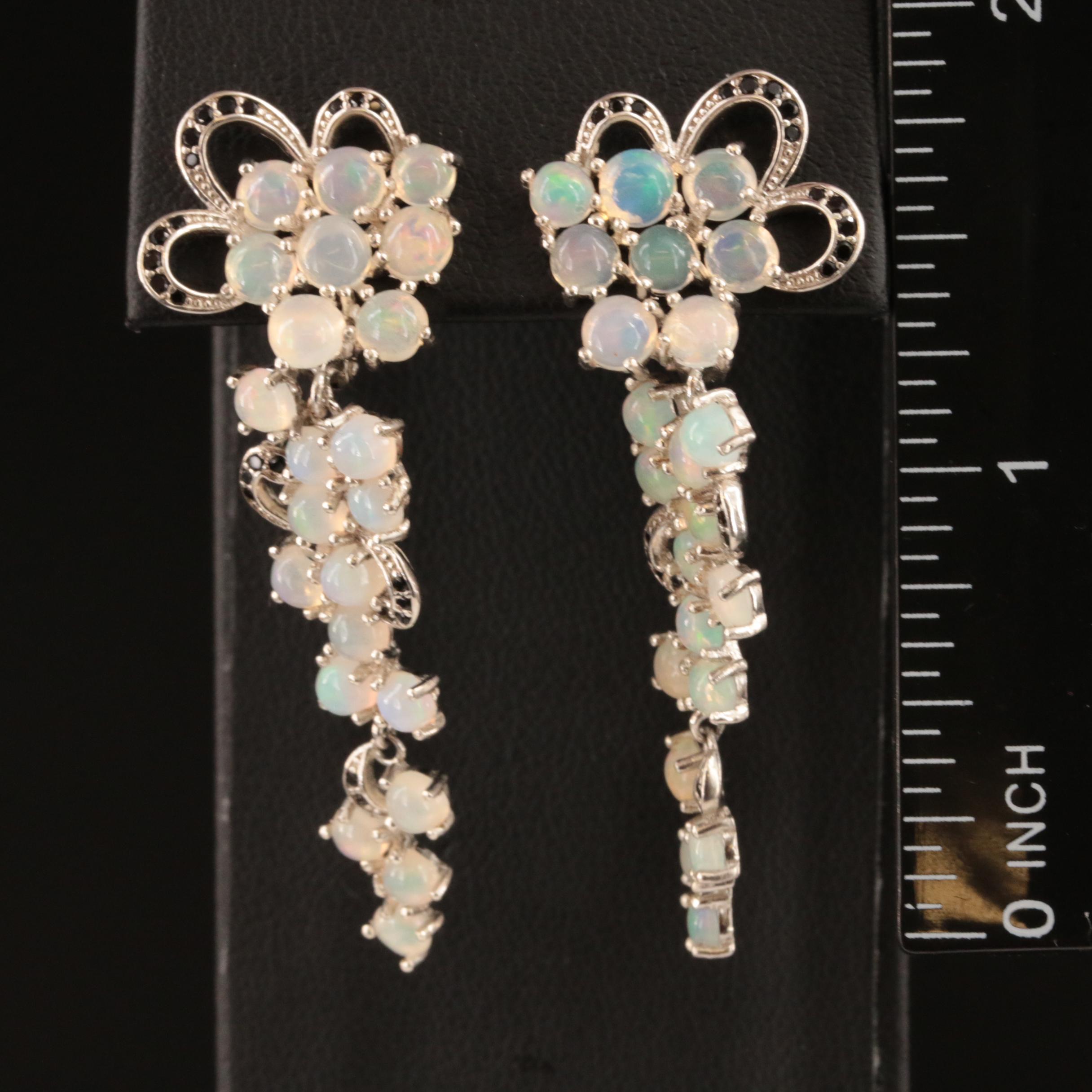 Sterling Opal and Cubic Zirconia Cascade Earrings