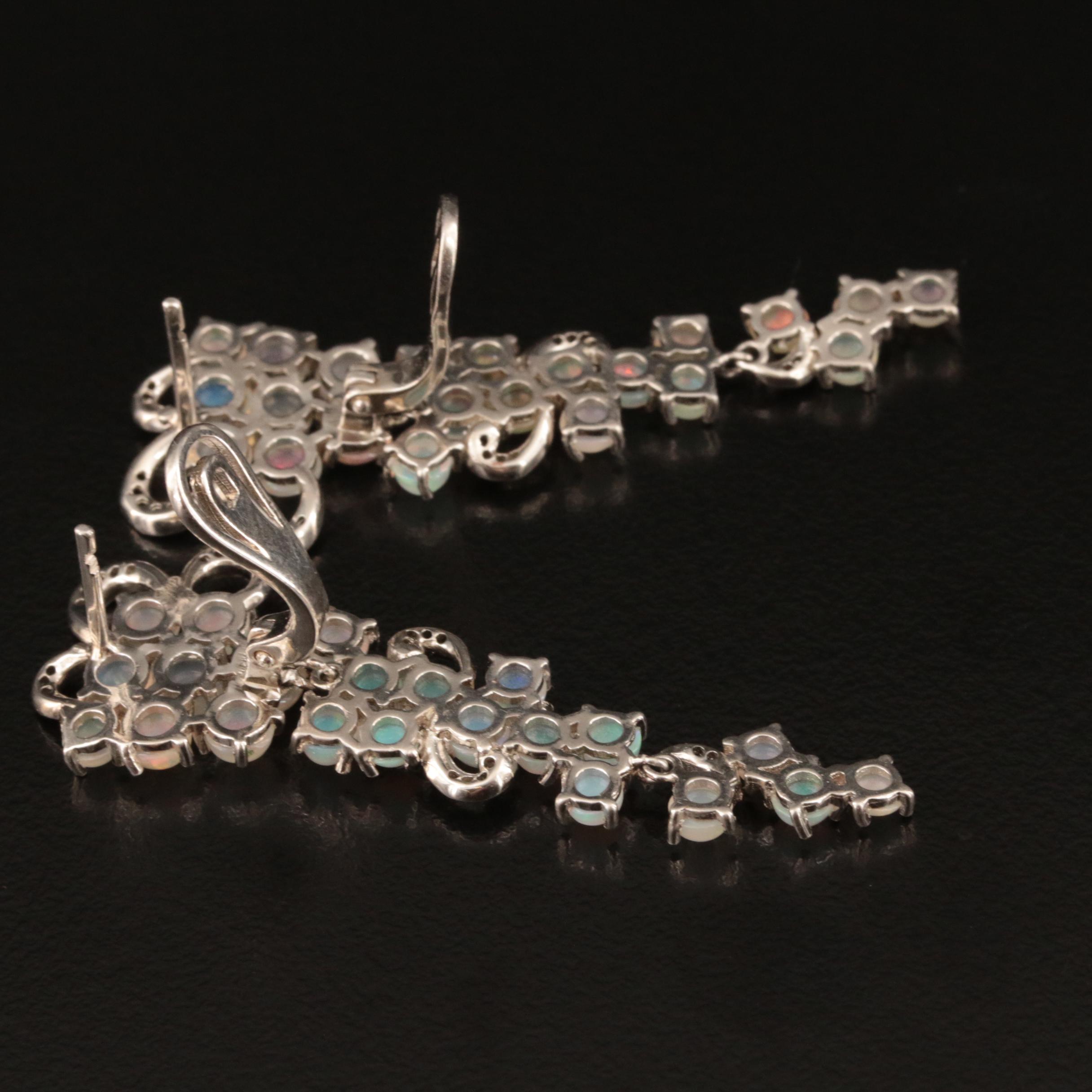 Sterling Opal and Cubic Zirconia Cascade Earrings