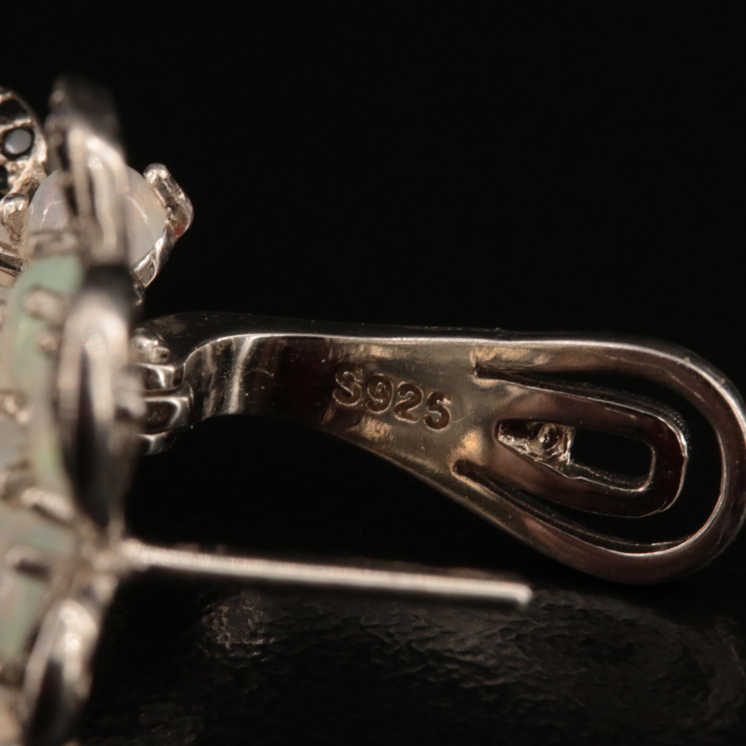 Sterling Opal and Cubic Zirconia Cascade Earrings