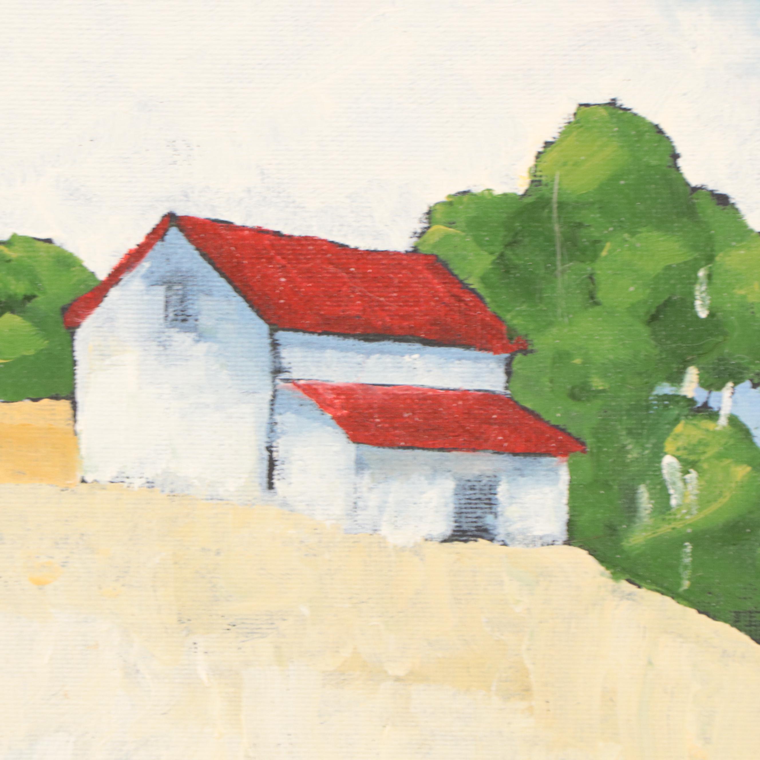 Lynne French Landscape Oil Painting of Pastoral Scene, 21st Century