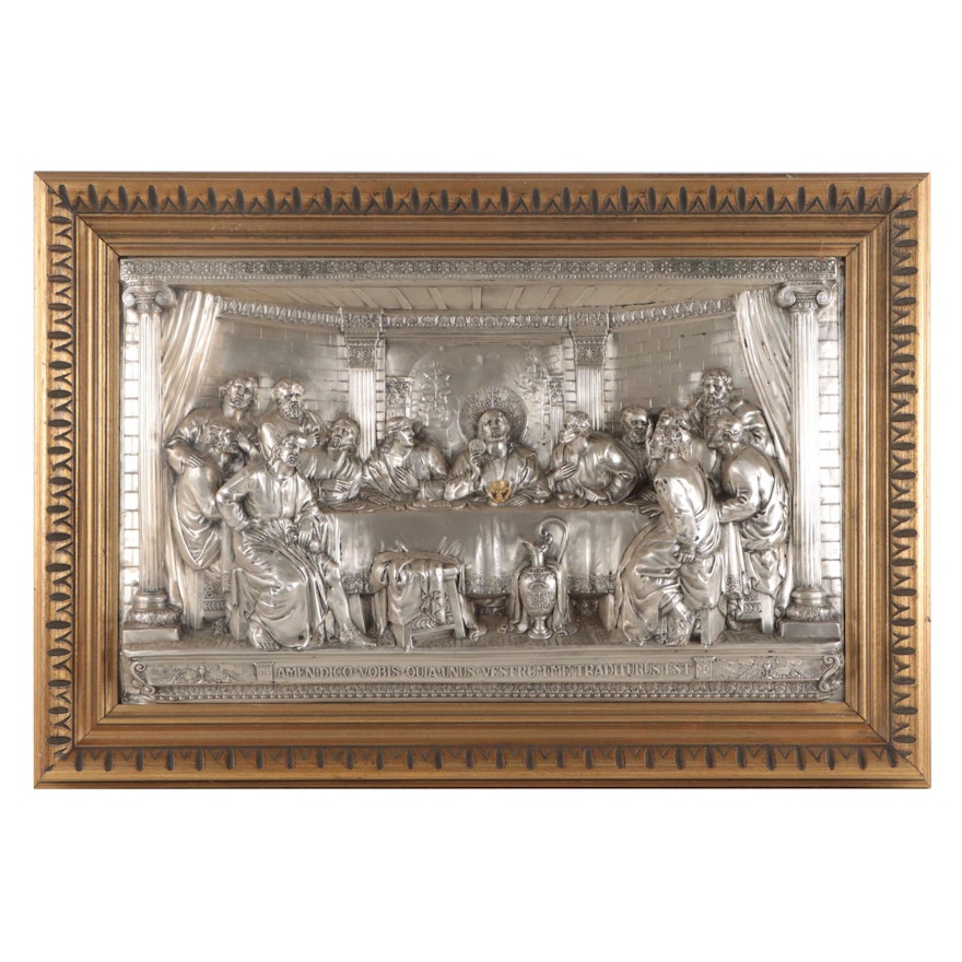 Metal Plated Relief Panel After "The Last Supper," Late 20th Century