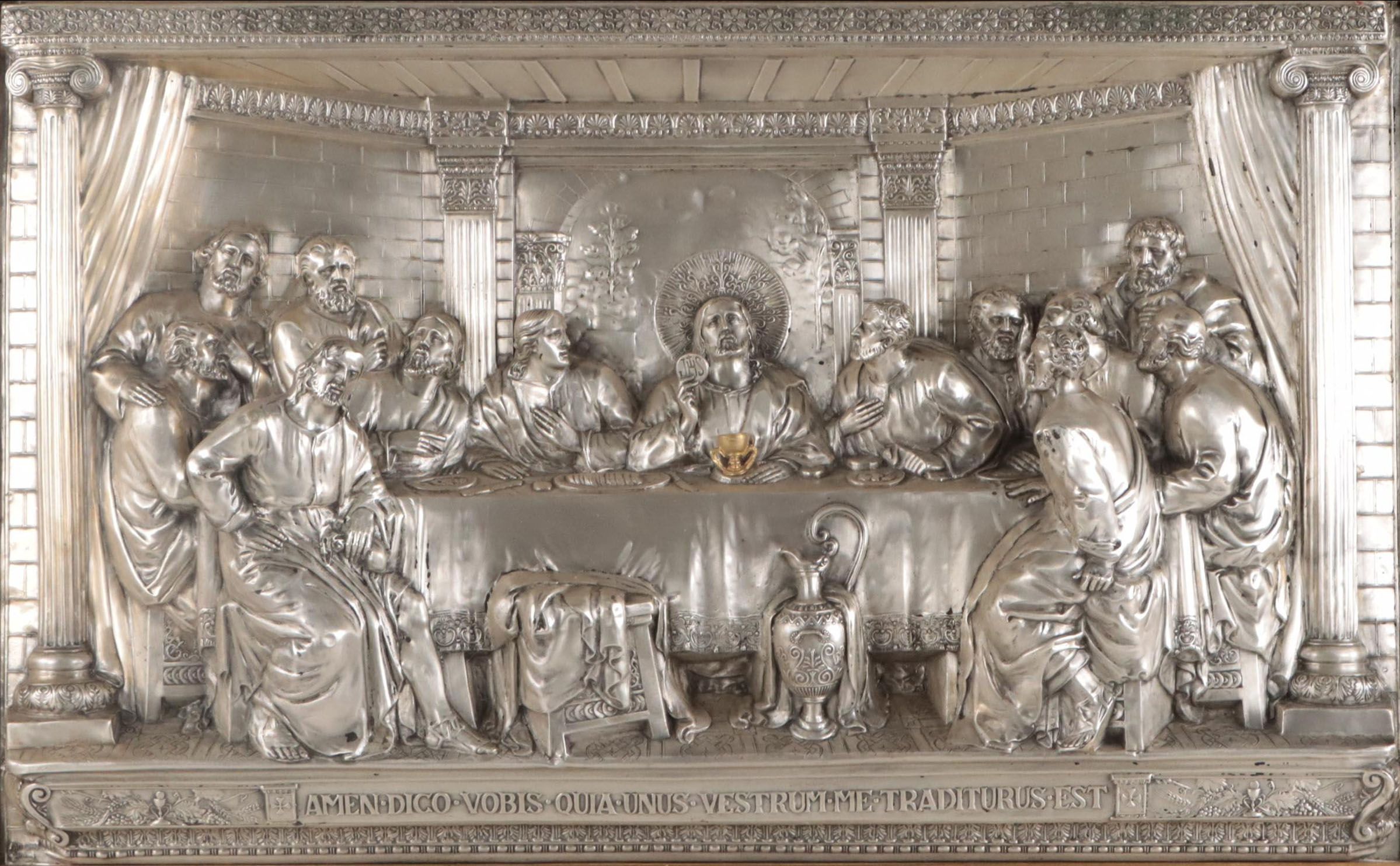 Metal Plated Relief Panel After "The Last Supper," Late 20th Century