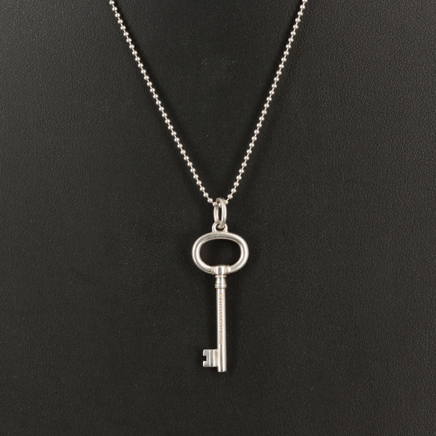 Tiffany & Co. Sterling Key Pendant Necklace