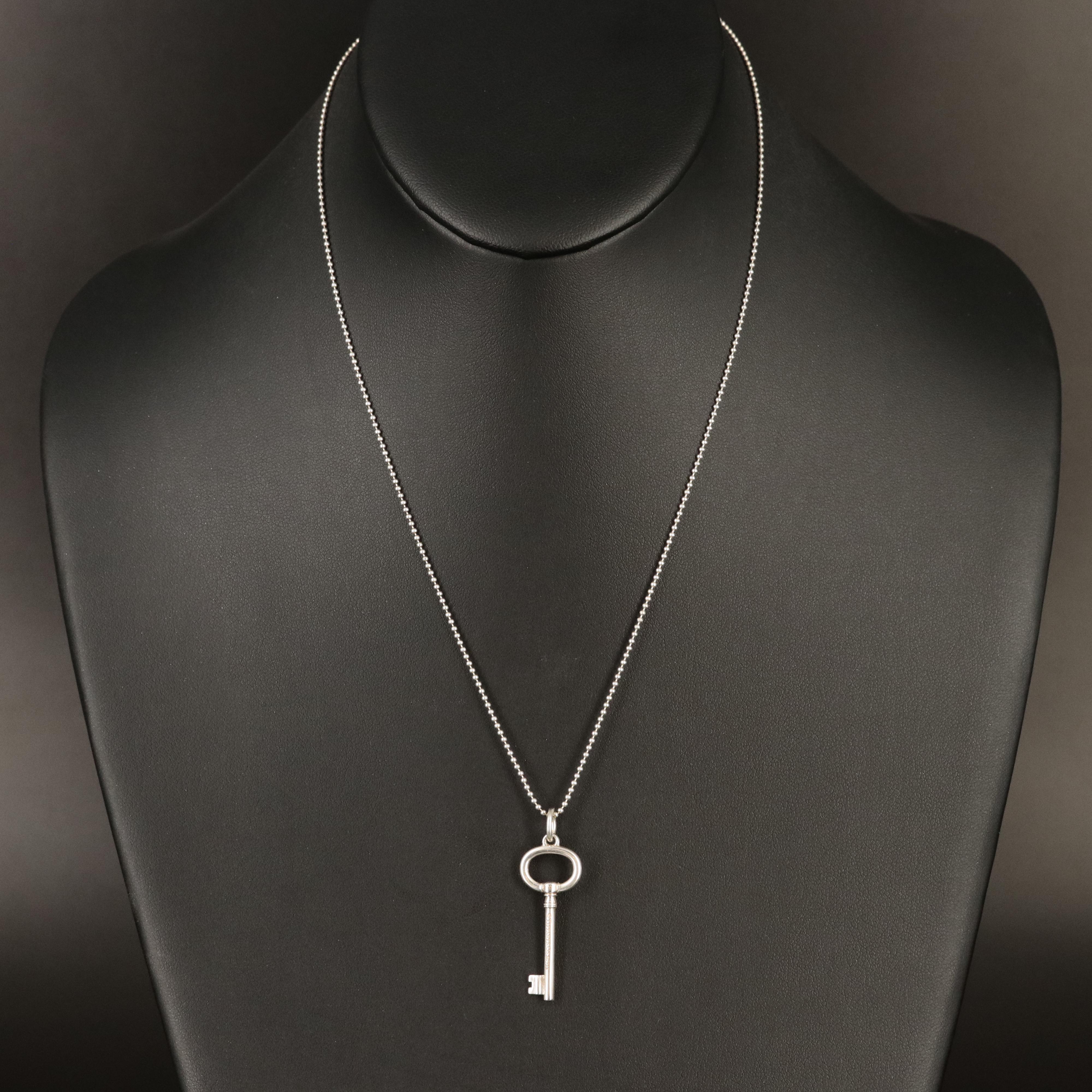 Tiffany & Co. Sterling Key Pendant Necklace
