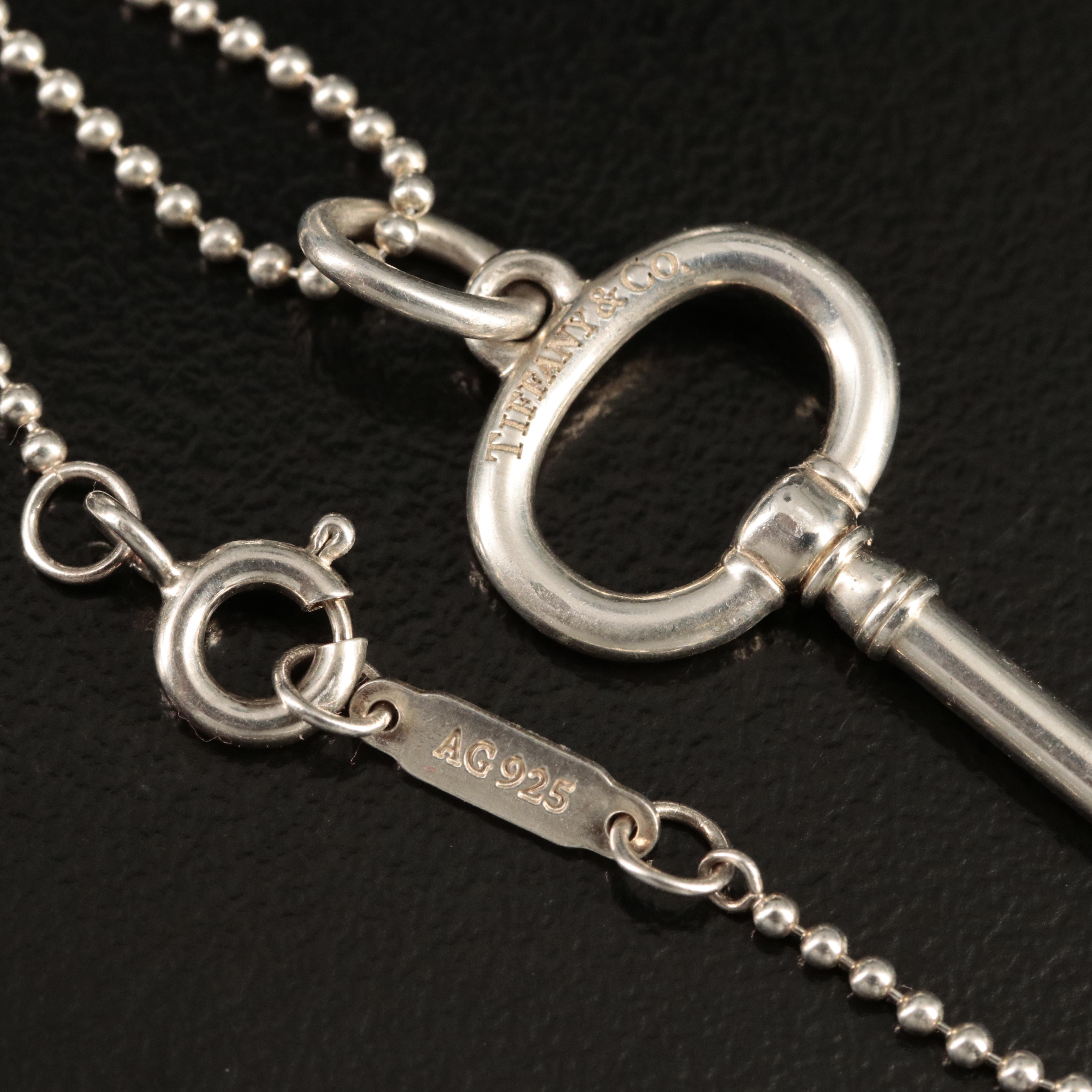 Tiffany & Co. Sterling Key Pendant Necklace