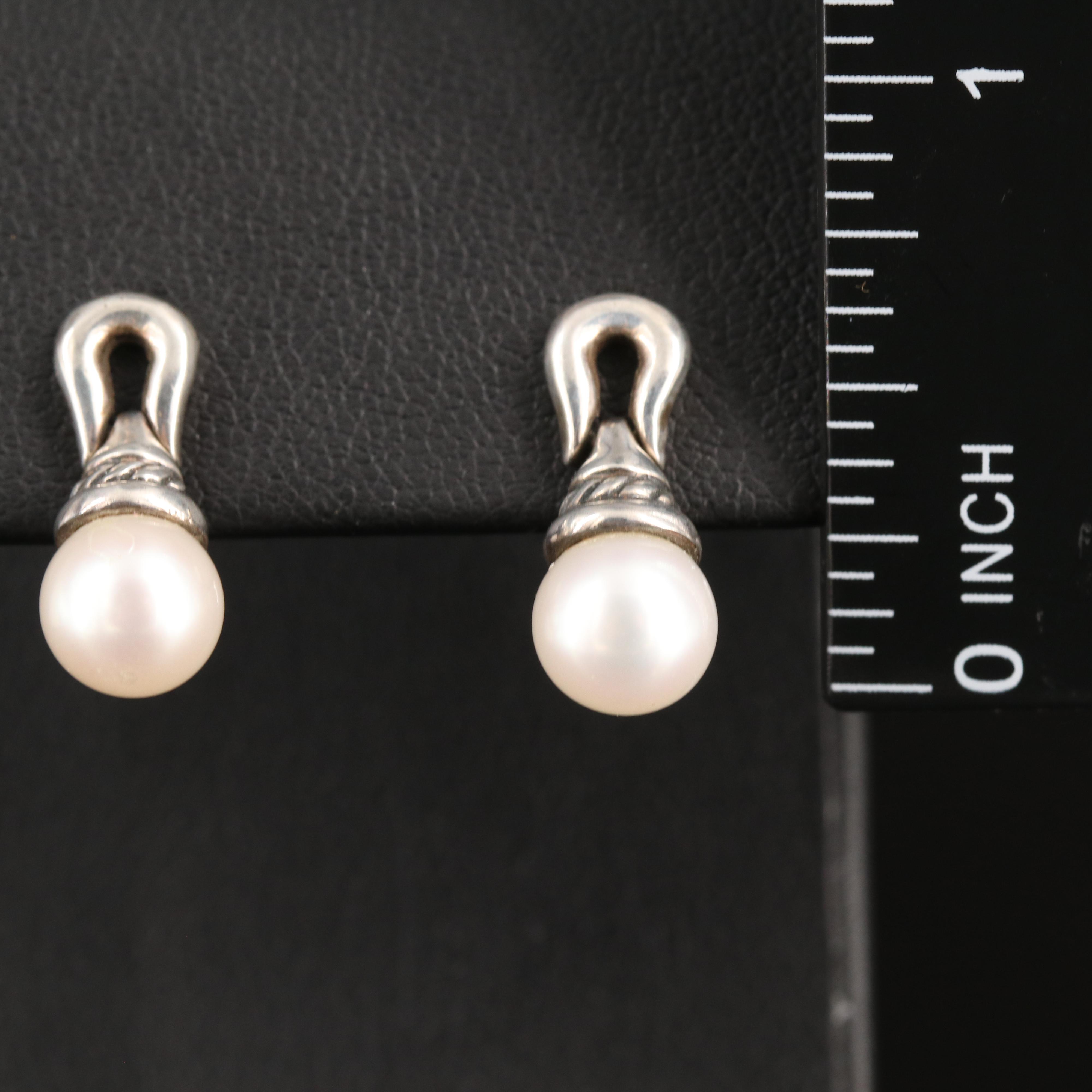 David Yurman Sterling Pearl Earrings