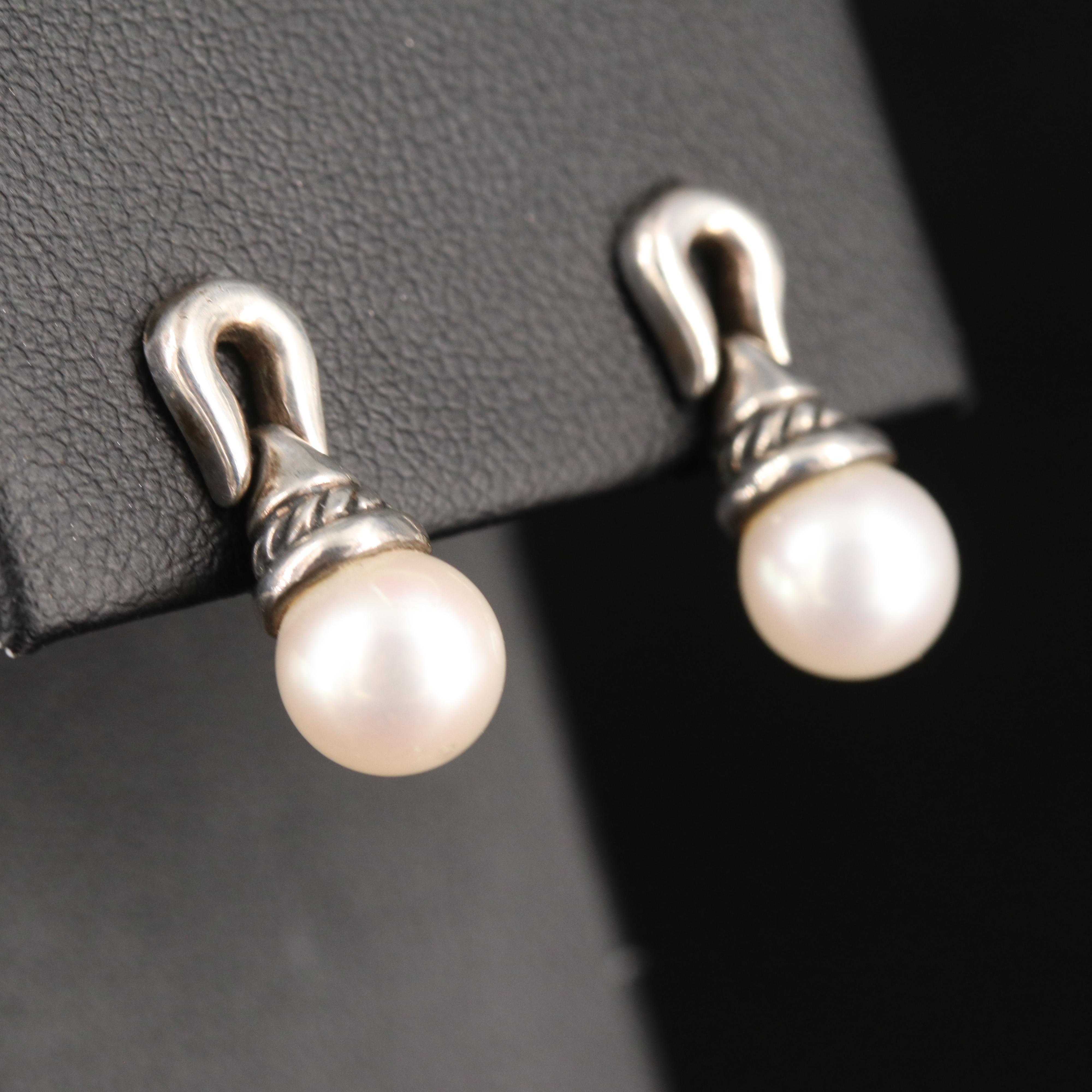 David Yurman Sterling Pearl Earrings