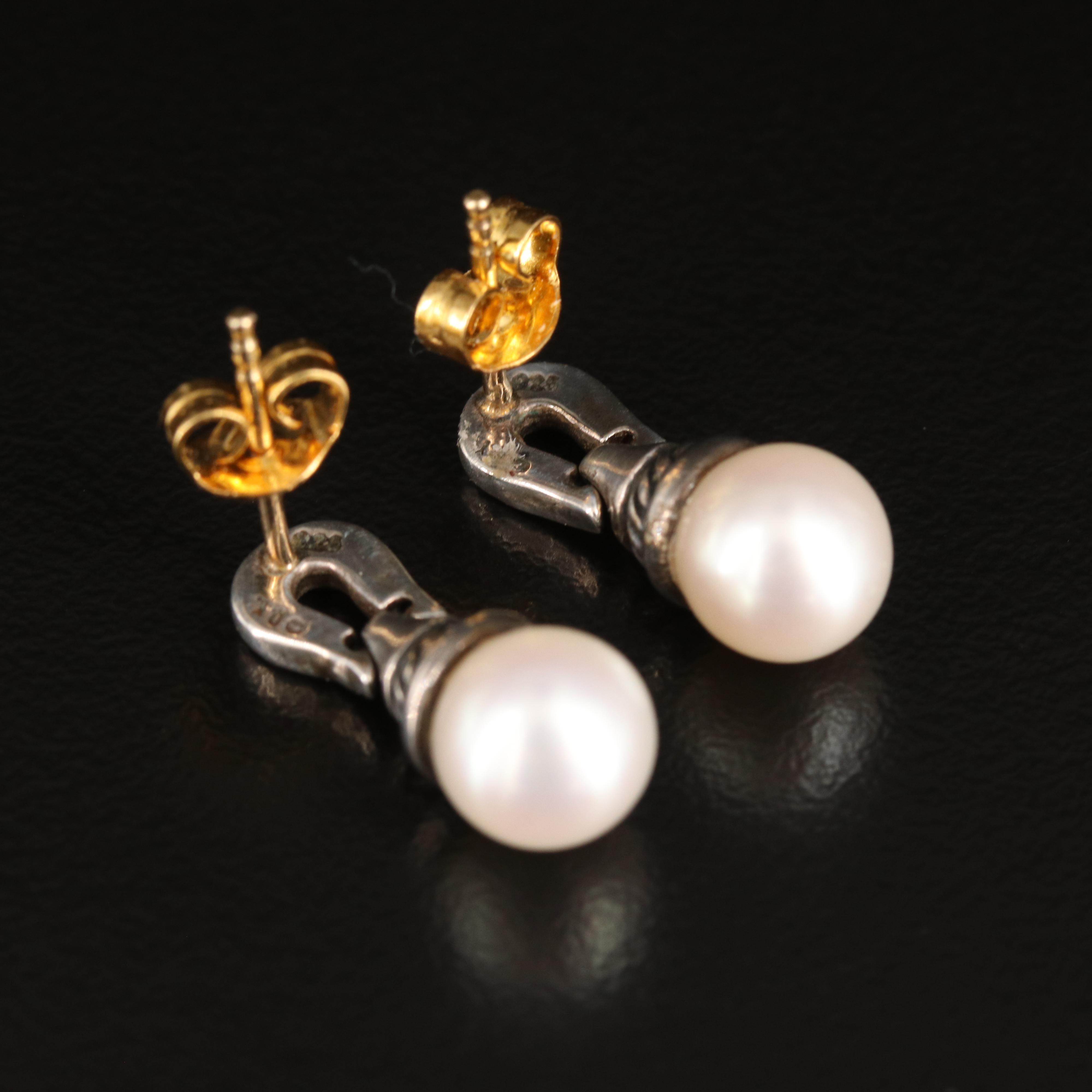 David Yurman Sterling Pearl Earrings