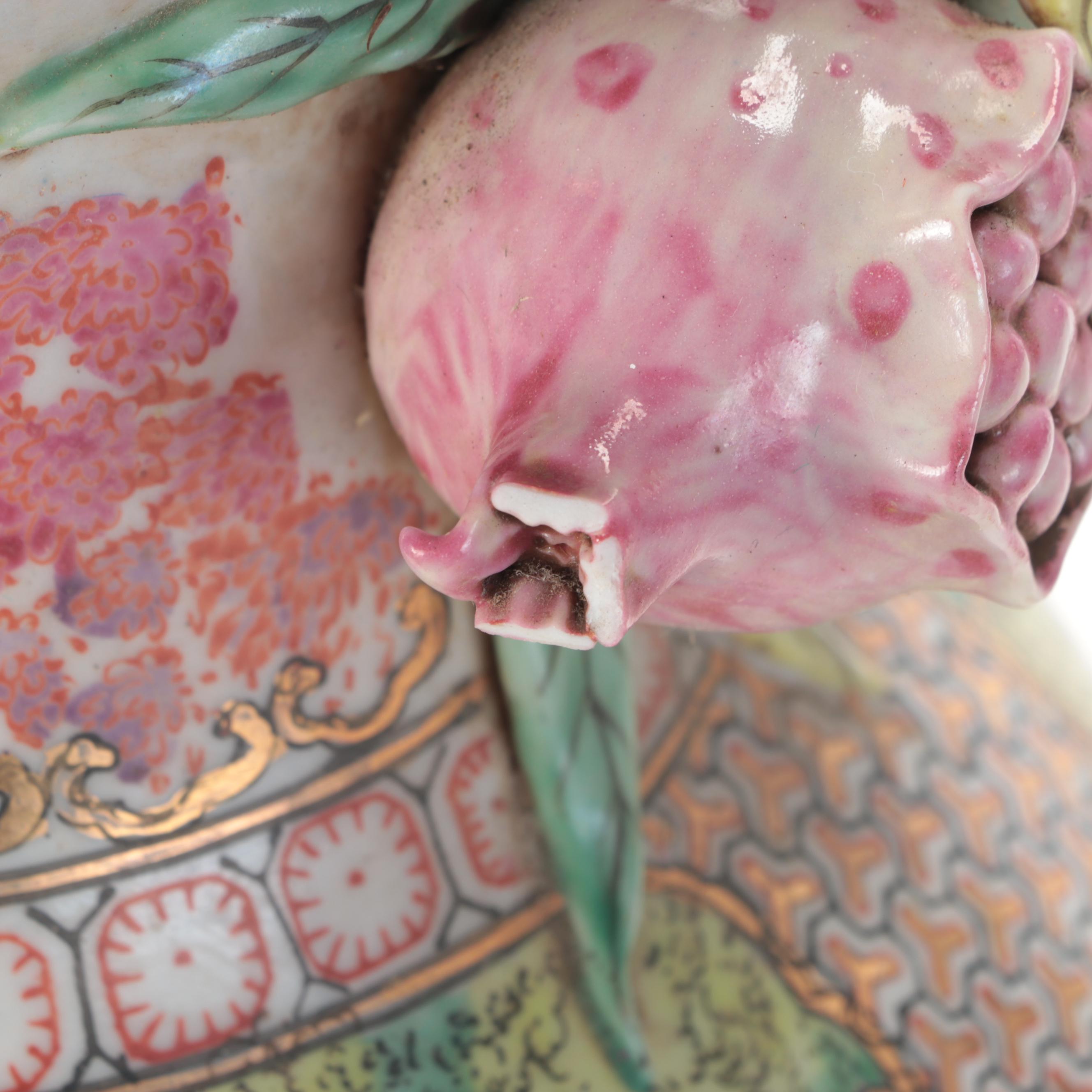 Chinese Export Style Hunting Scene Pomegranate Handled Vases