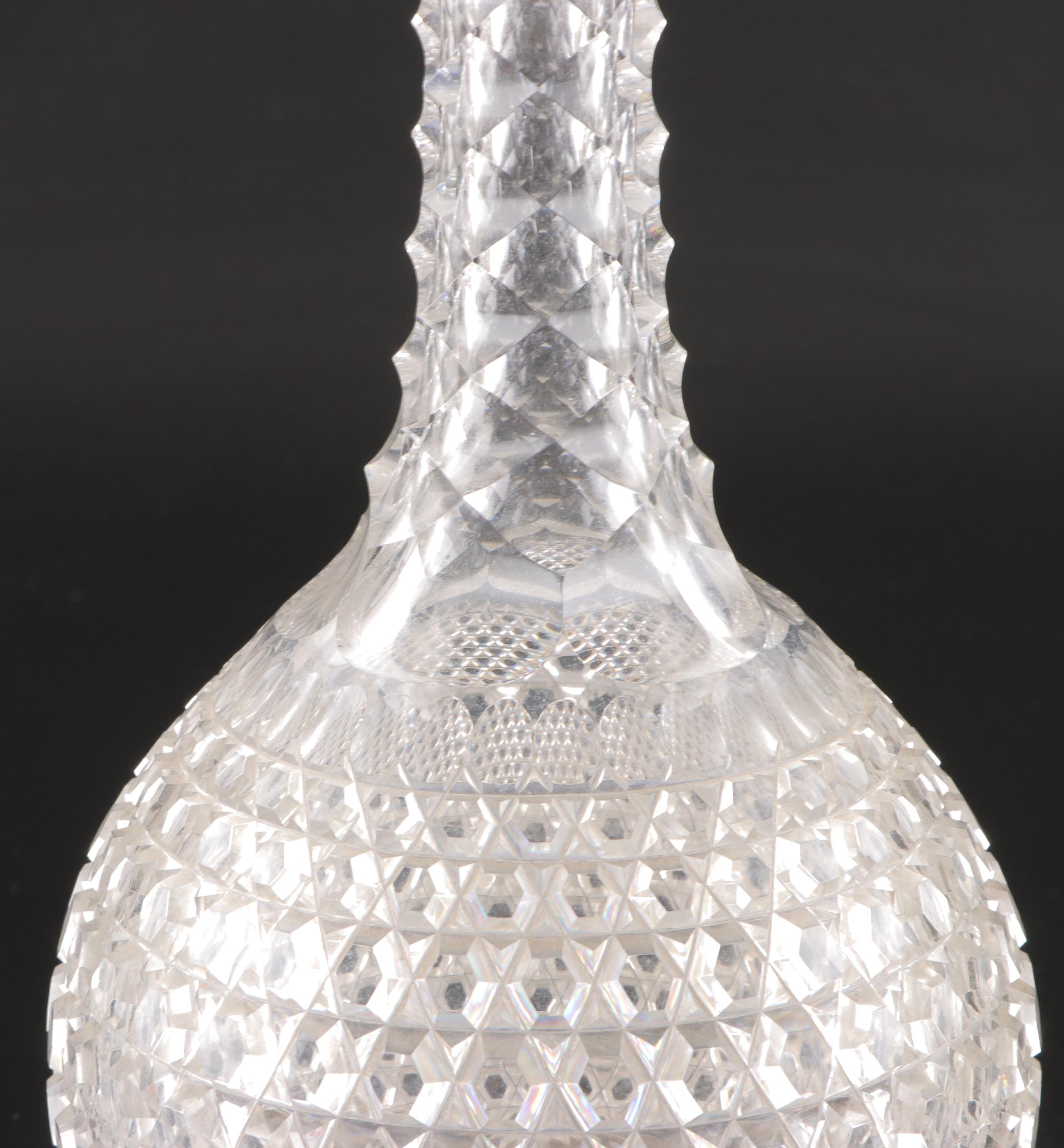 Brilliant Cut Glass Cane Pattern Claret Decanter with Stopper, Late 19th Century