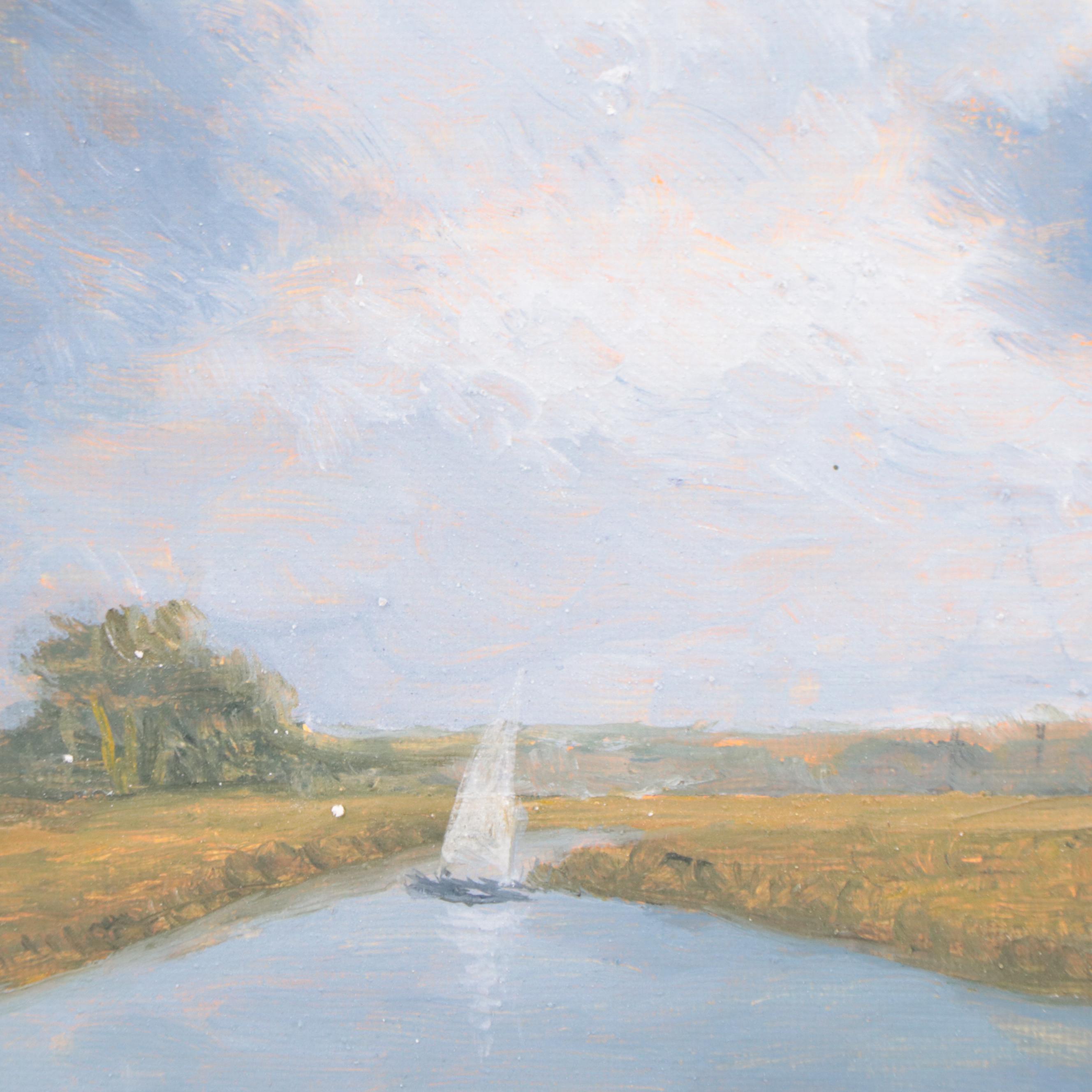 Sulmaz H. Radvand Landscape Oil Painting of River Scene, 21t Century